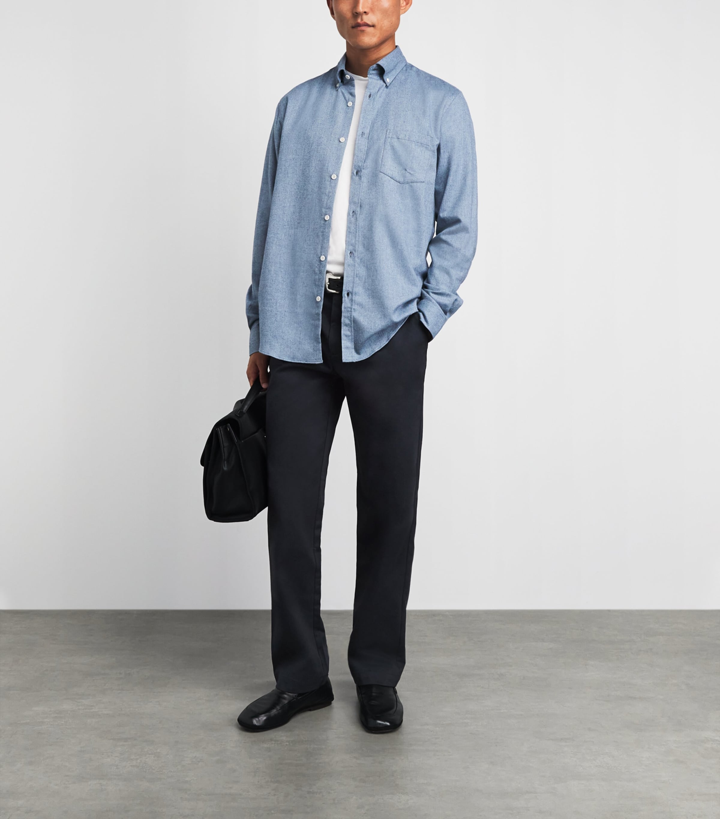 Sunspel Mens Cotton Drill Trousers Navy Image 2