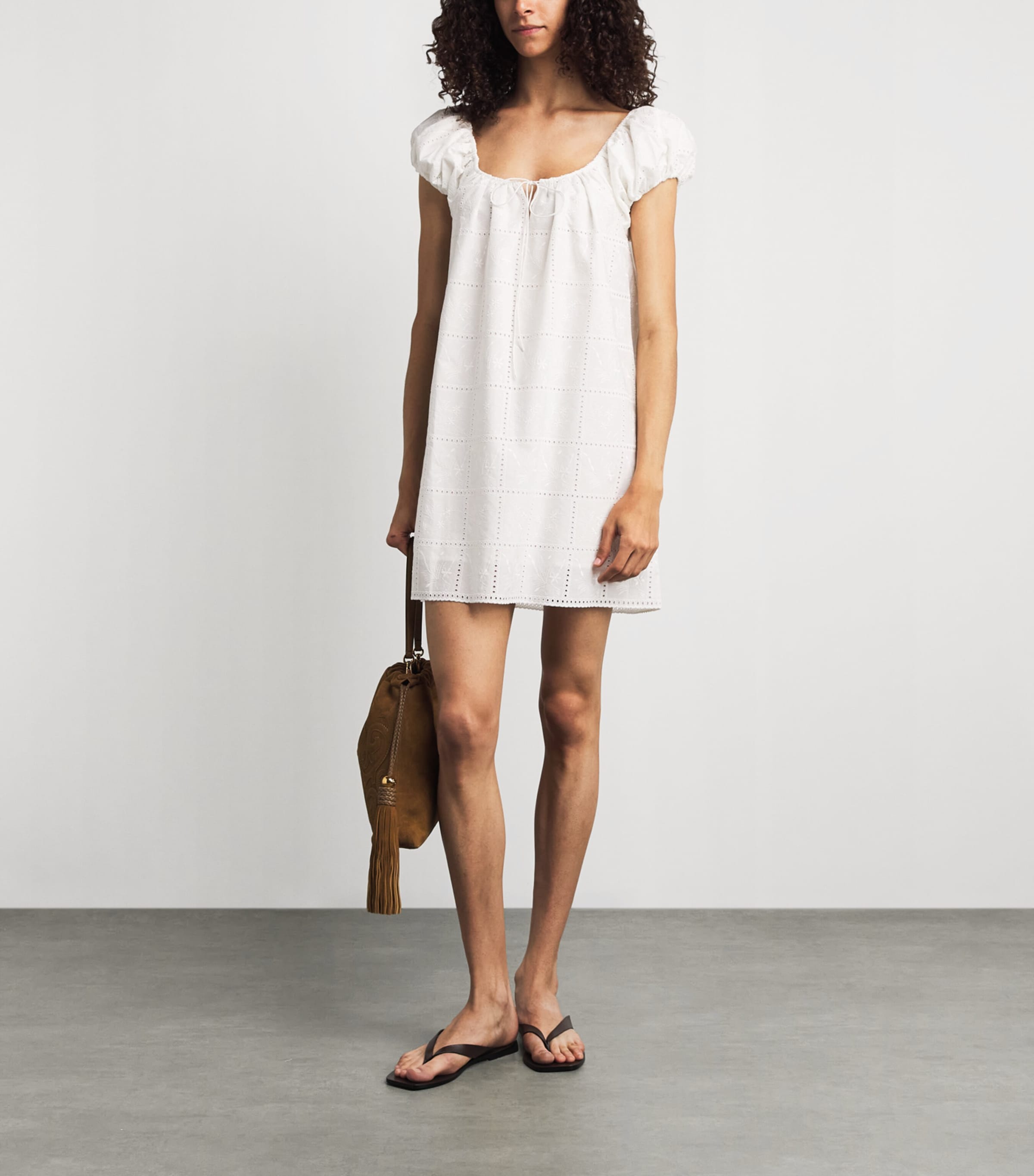 Faithfull The Brand Womens Broderie Anglaise Serafina Mini Dress Hndkrchf Brdrie Whte Image 2