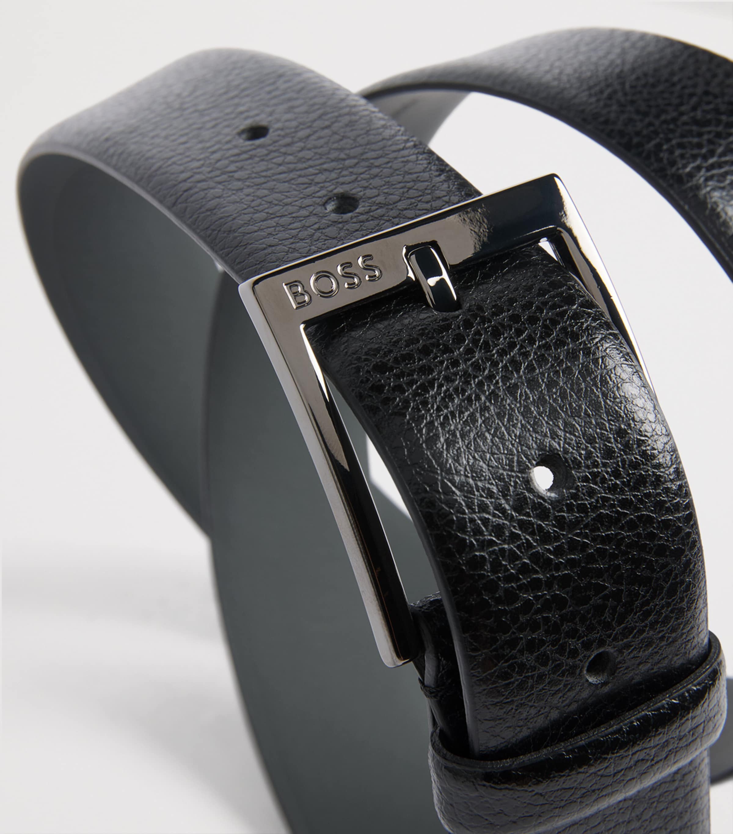 BOSS Leather Buckle Belt Black Image 4