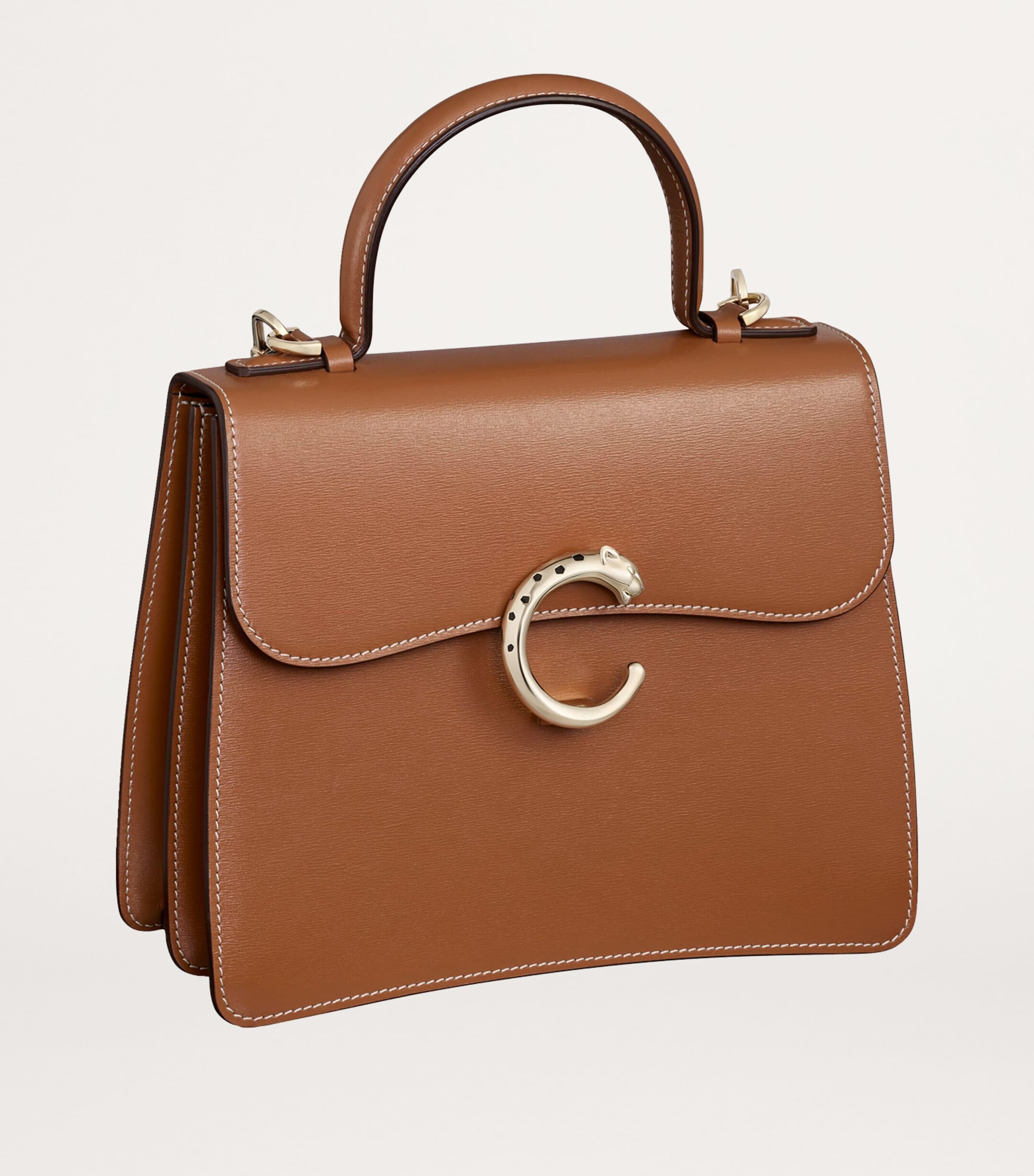 Small Calfskin Panthère de Cartier Top-Handle Bag CARAMEL Image 2
