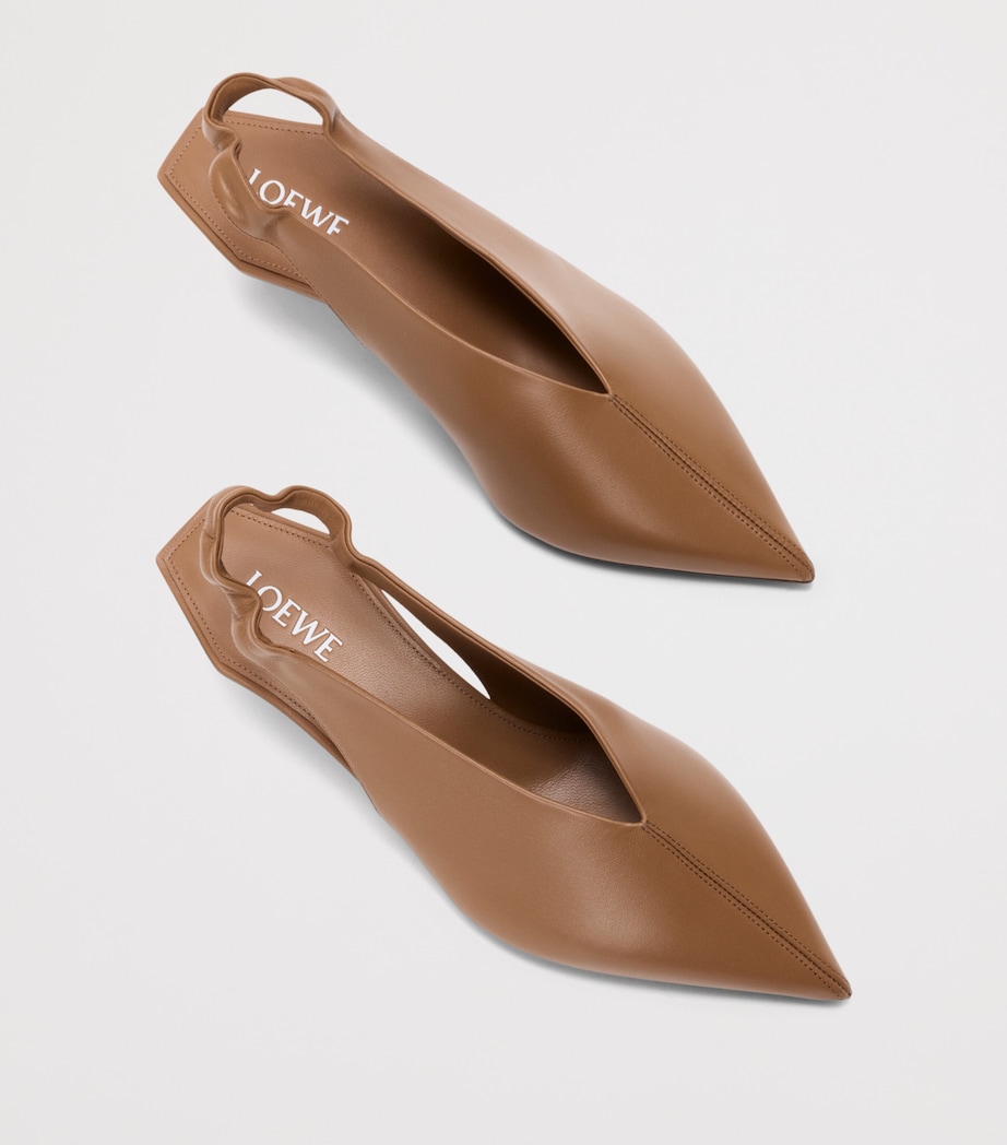 LOEWE Lambskin Origami Cubic Slingback Pumps 45 Mocha Image 3