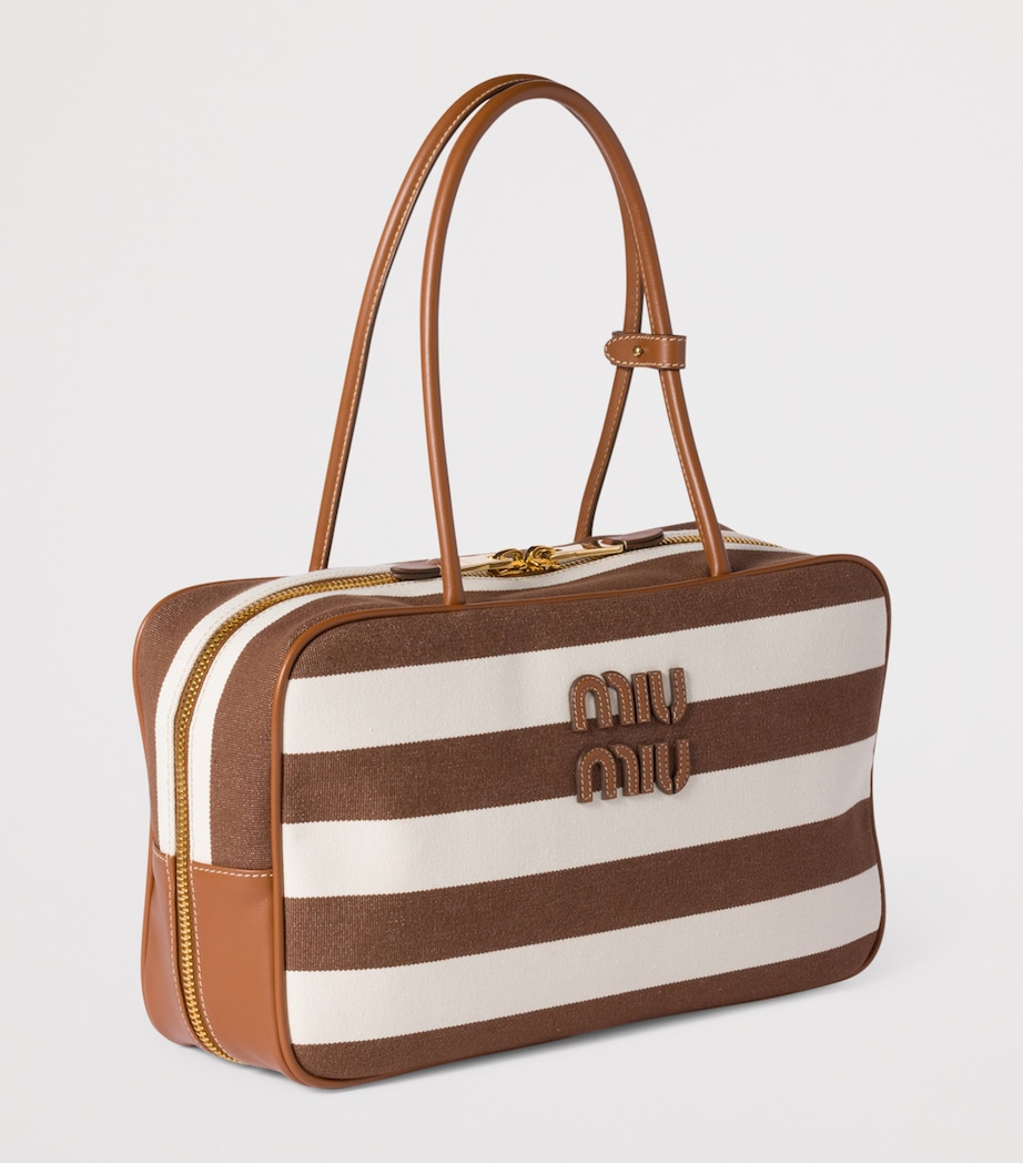 Miu Miu Leather-Canvas Beau Top-Handle Bag Image 3