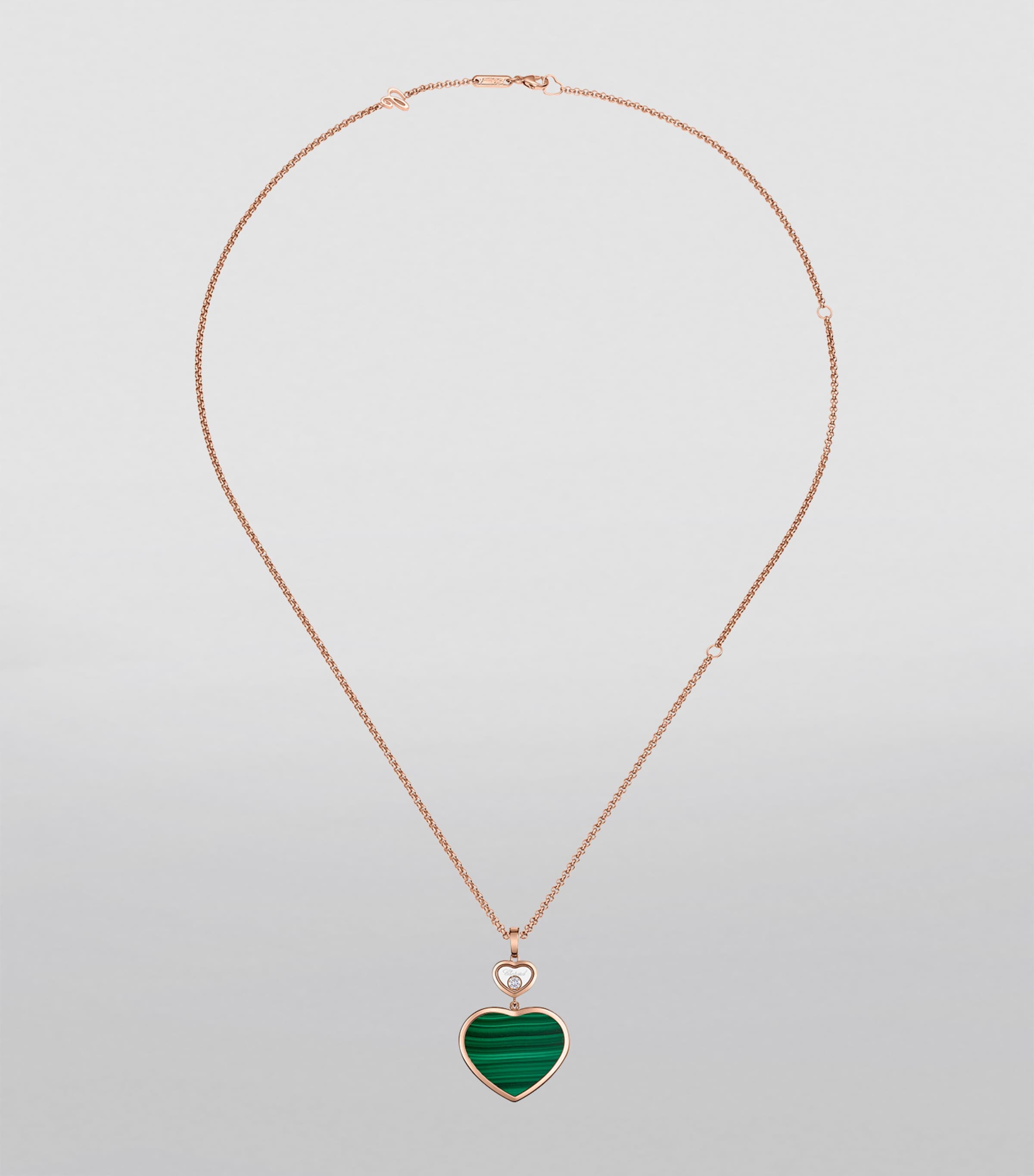 Chopard Rose Gold, Diamond and Malachite Happy Hearts Pendant Necklace Rose Gold Image 3