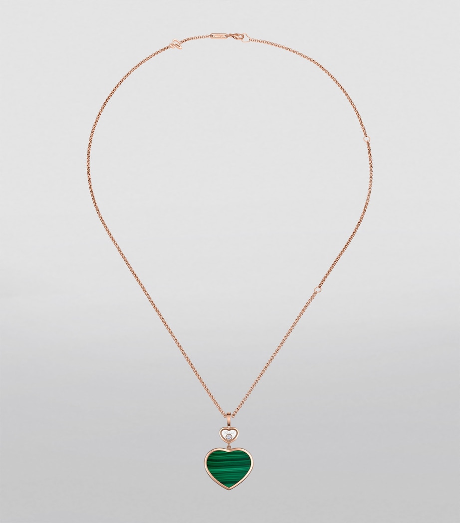 Chopard Rose Gold, Diamond and Malachite Happy Hearts Pendant Necklace Rose Gold Image 3