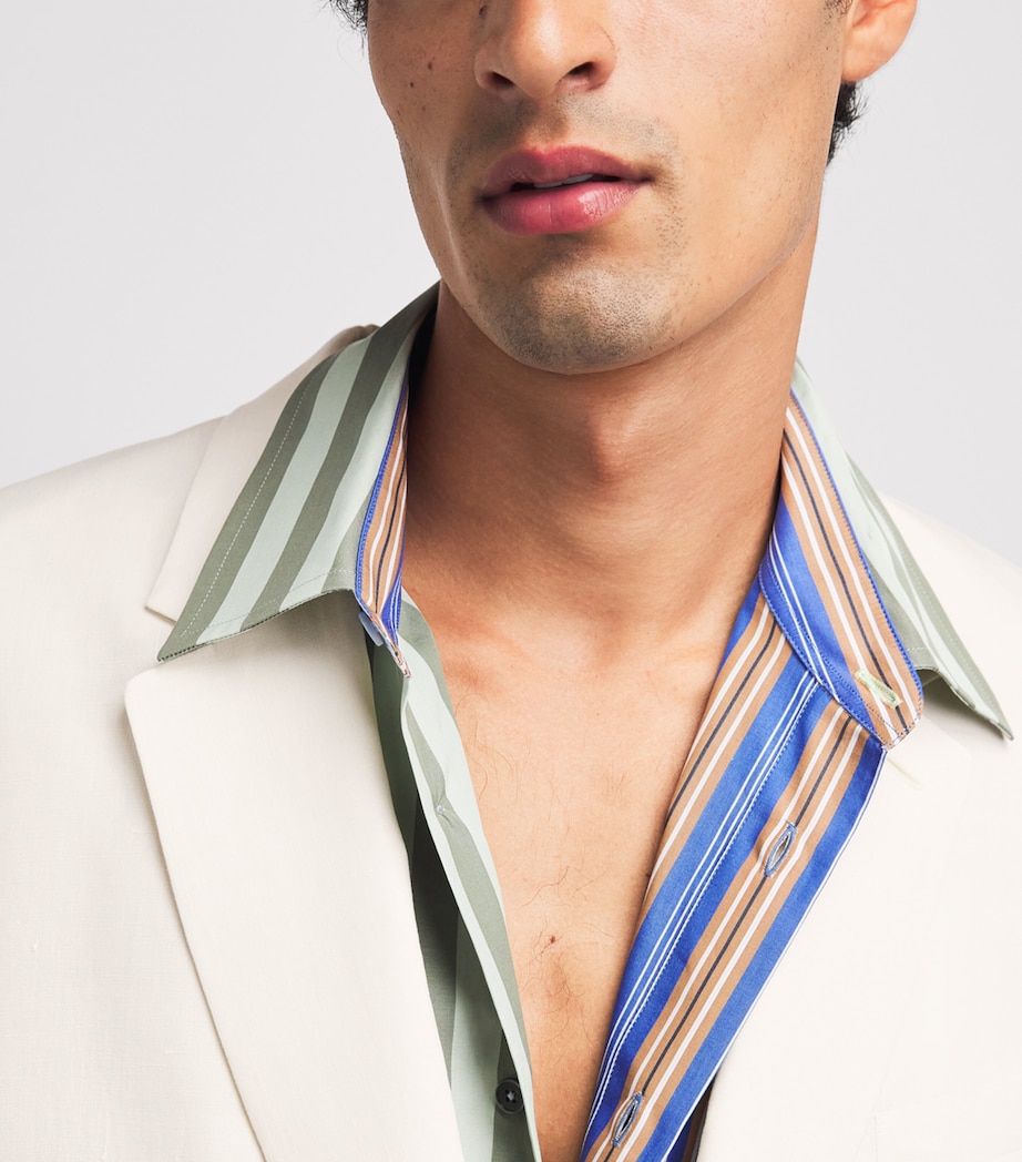 Paul Smith Mens Linen Single-Breast Blazer White Image 3