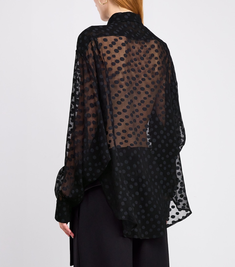 Organic Silk-Blend Polka-Dot Blouse 1000 BLACK Image 4