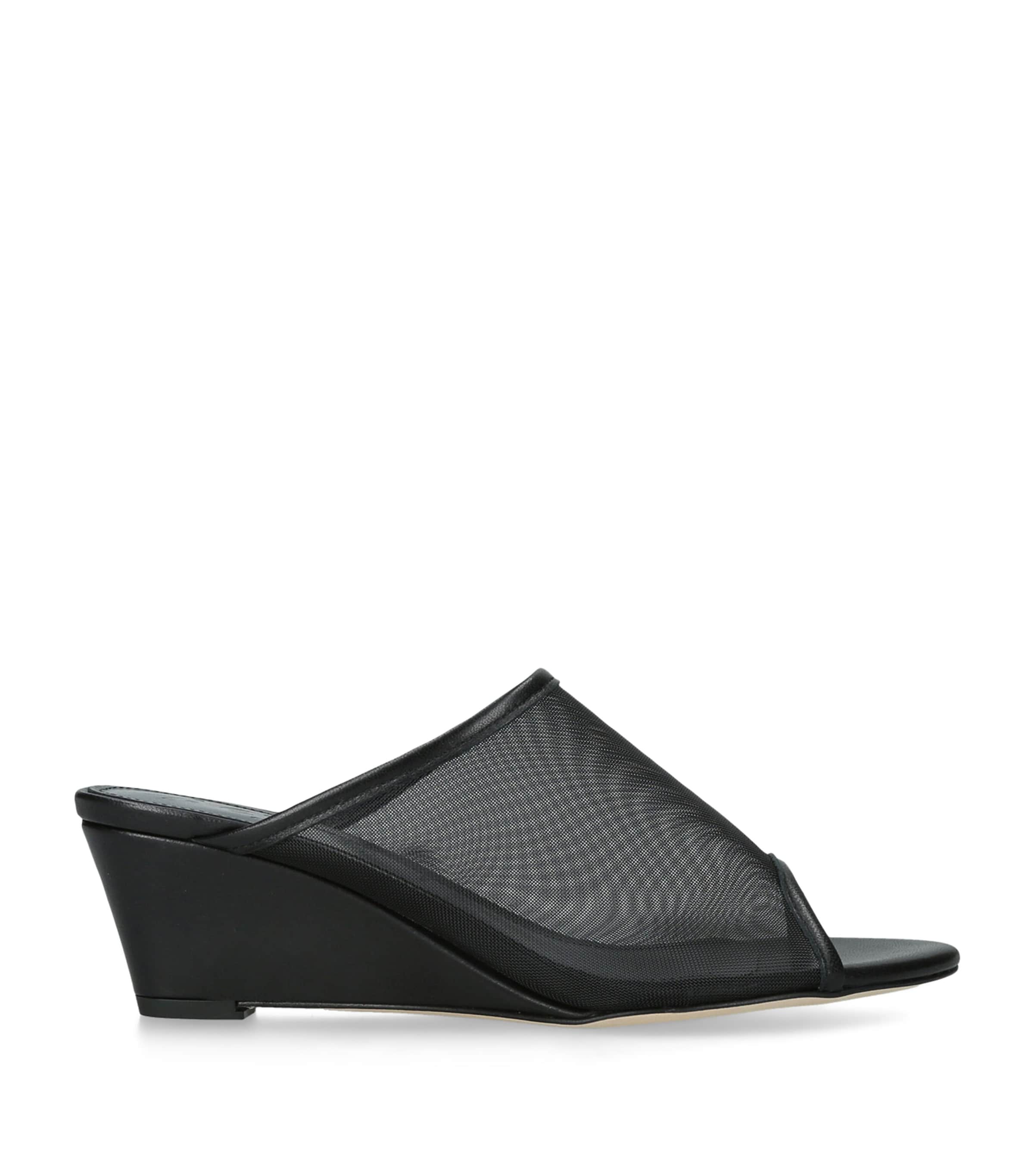 aeyde Leather-Mesh Suzanne Wedge Sandals 55 Black Image 1