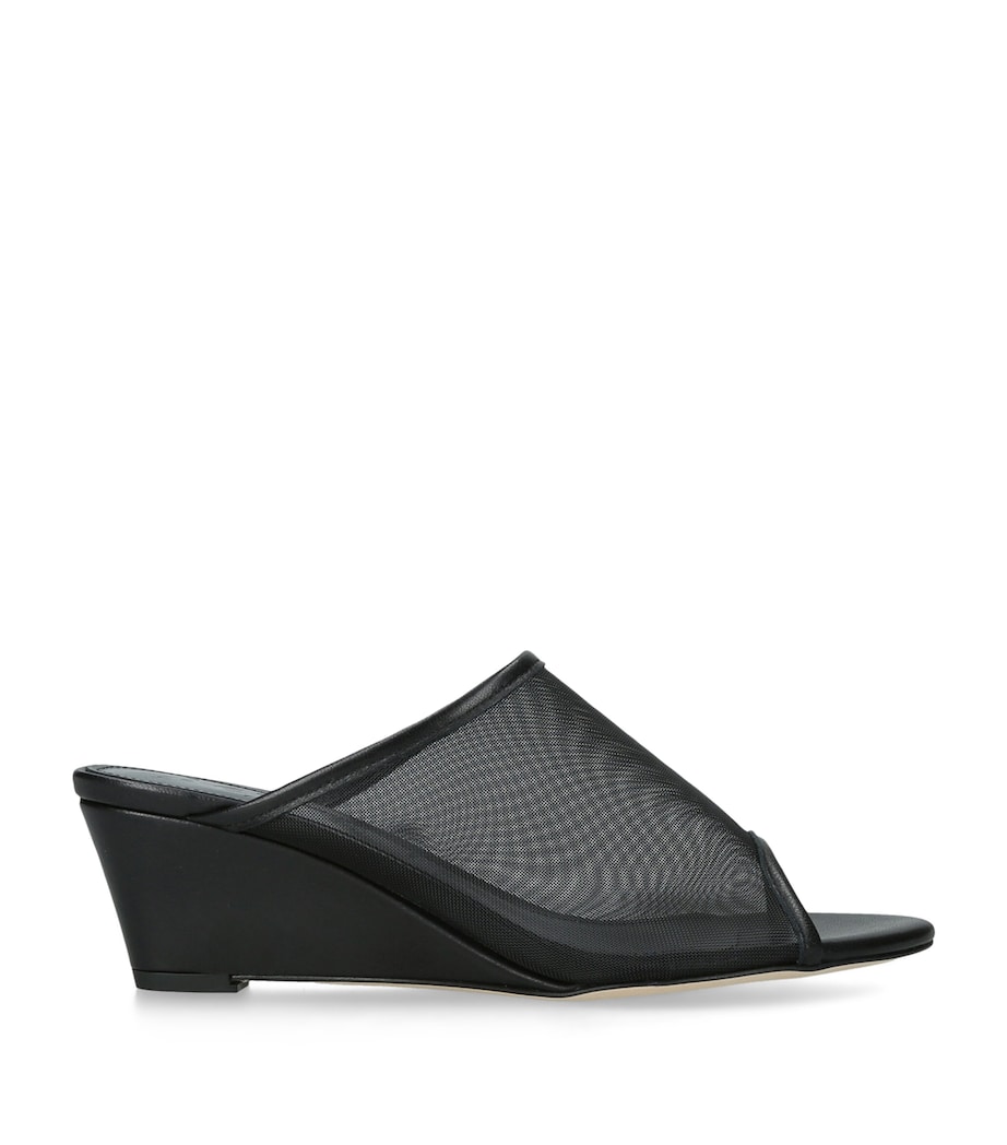 aeyde Leather-Mesh Suzanne Wedge Sandals 55 Black Image 1