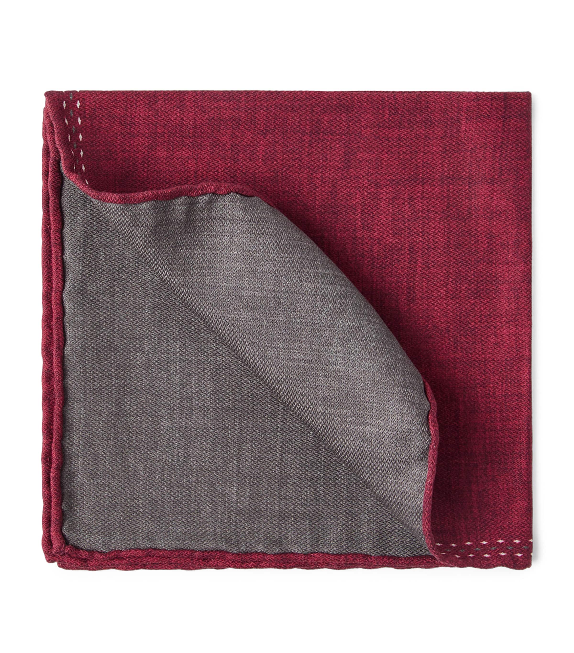 Brunello Cucinelli Silk Logo Pocket Square In Red