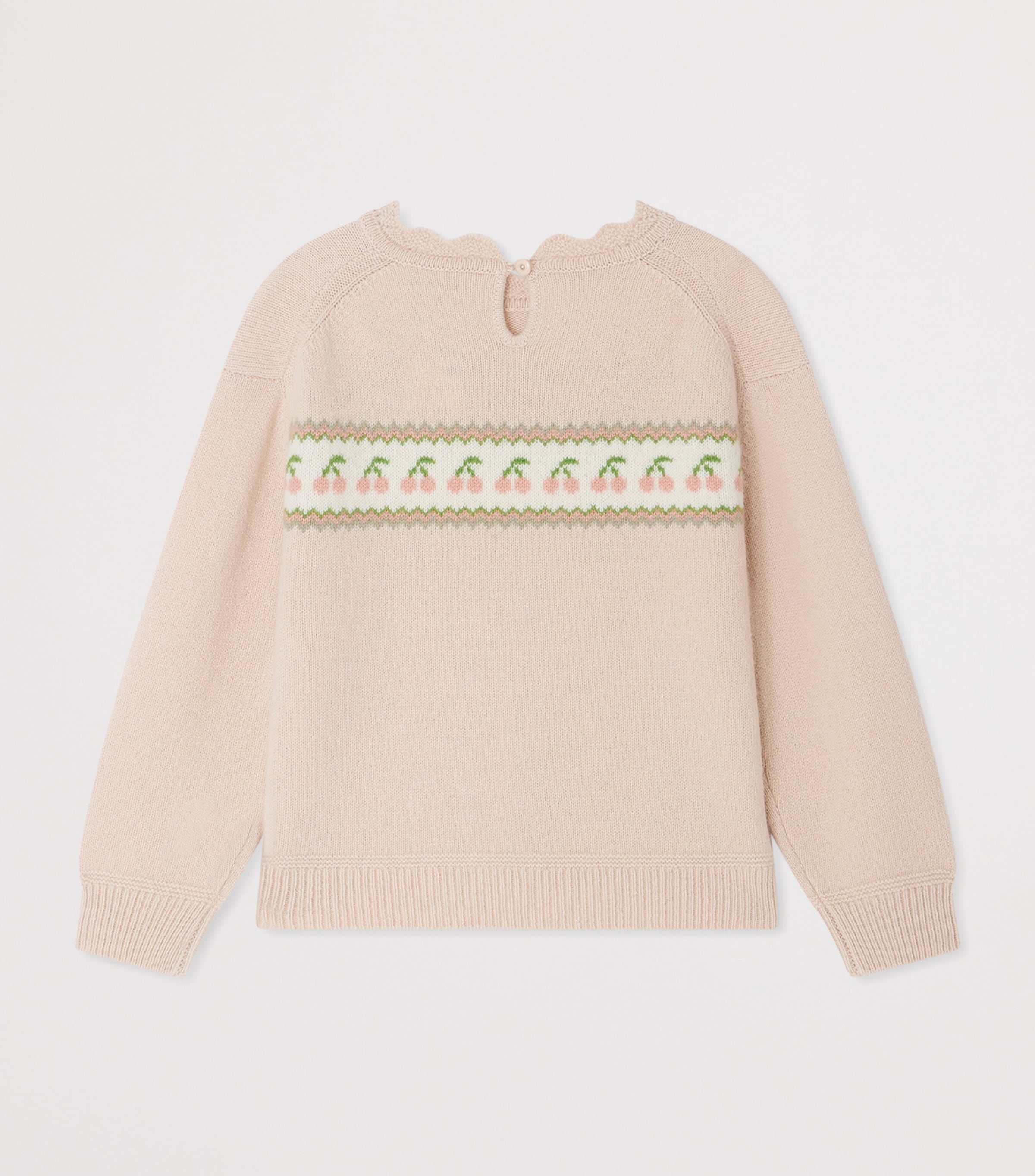 Wool Jacquard Cherry Sweater (4-8 Years) MULTICO ROSE FARD Image 2