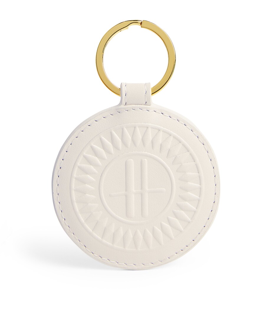 Harrods Smooth Leather Logo Keyring Birch Image 1