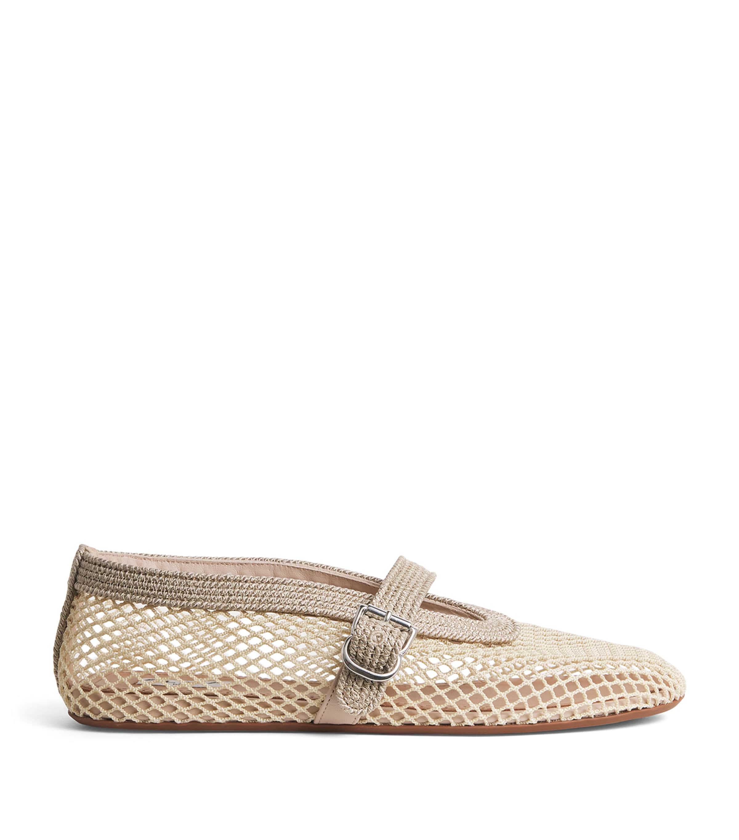 Alaïa Mesh Embroidered Ballet Flats Beige Grise Image 1