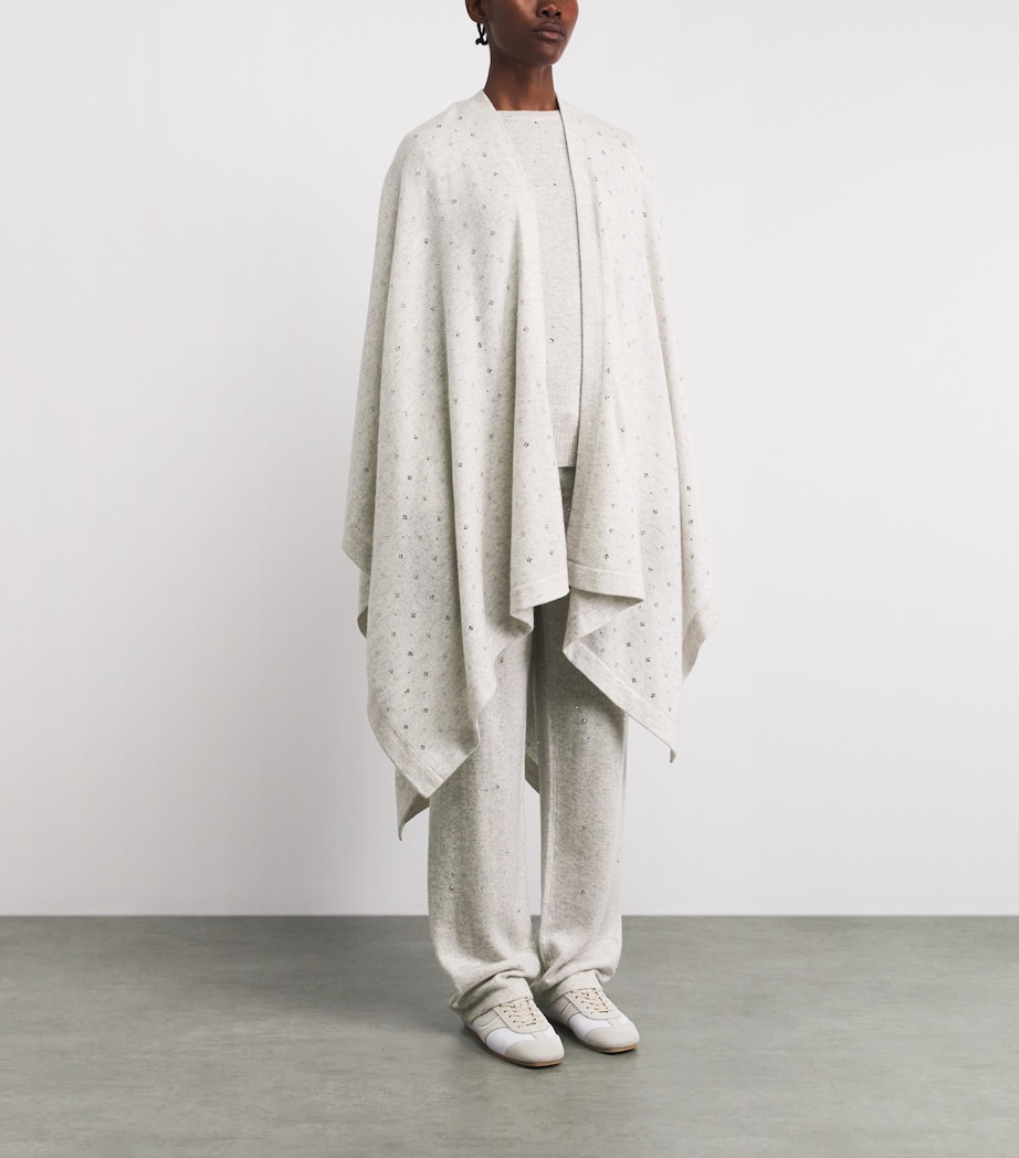William Sharp Womens Cashmere Crystal-Embellished Cape Silverhaze Crystal Image 4