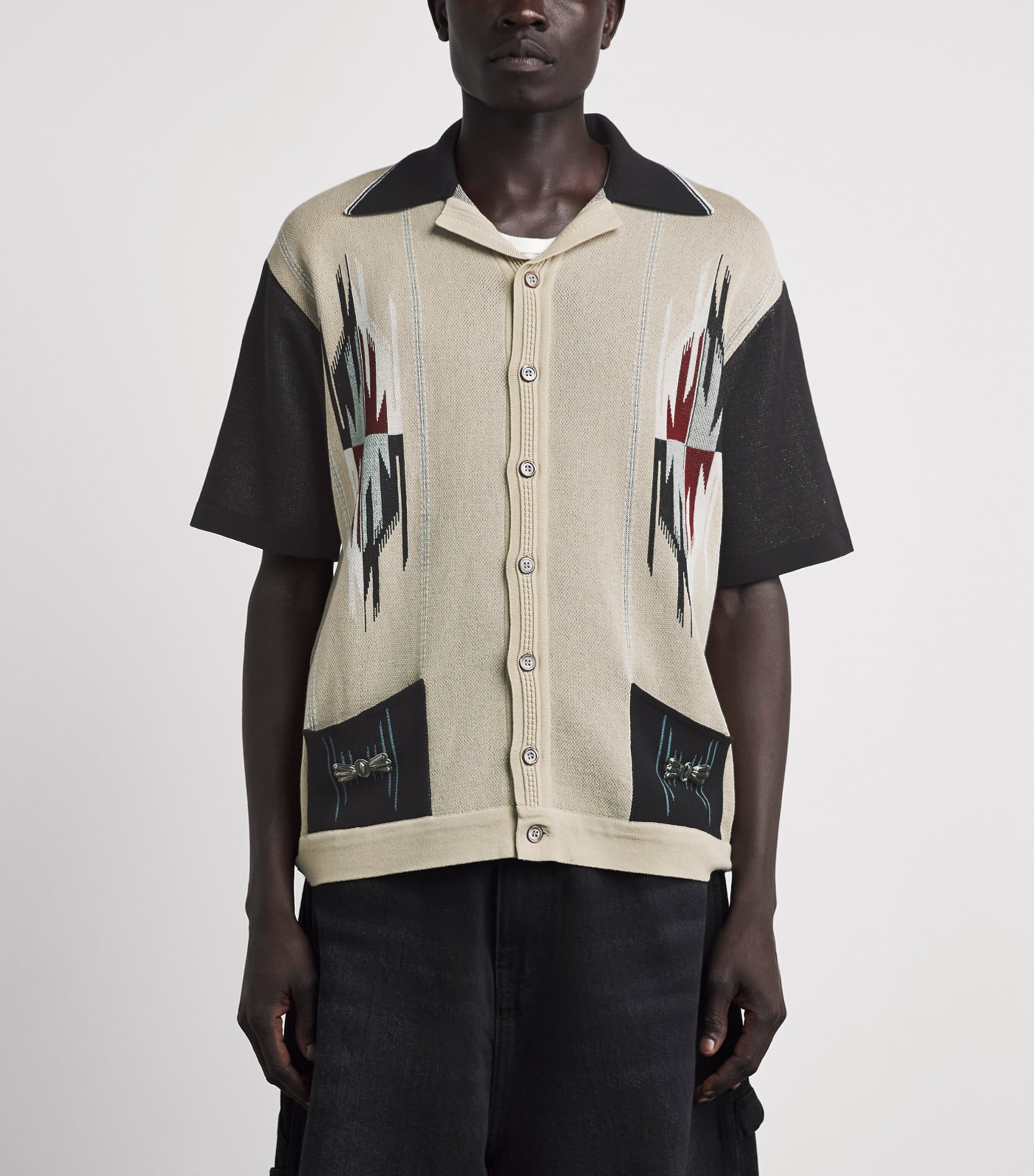 Kapital Mens Knitted Chimayo Shirt Beige Image 4