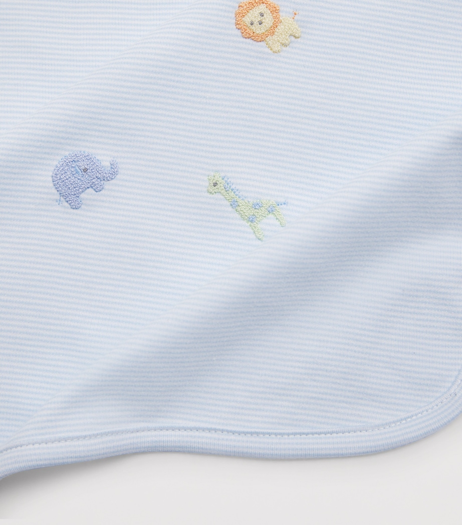 Cotton Embroidered Safari Wild Blanket (72cm x 66cm) K480LIGHT BLUE Image 3