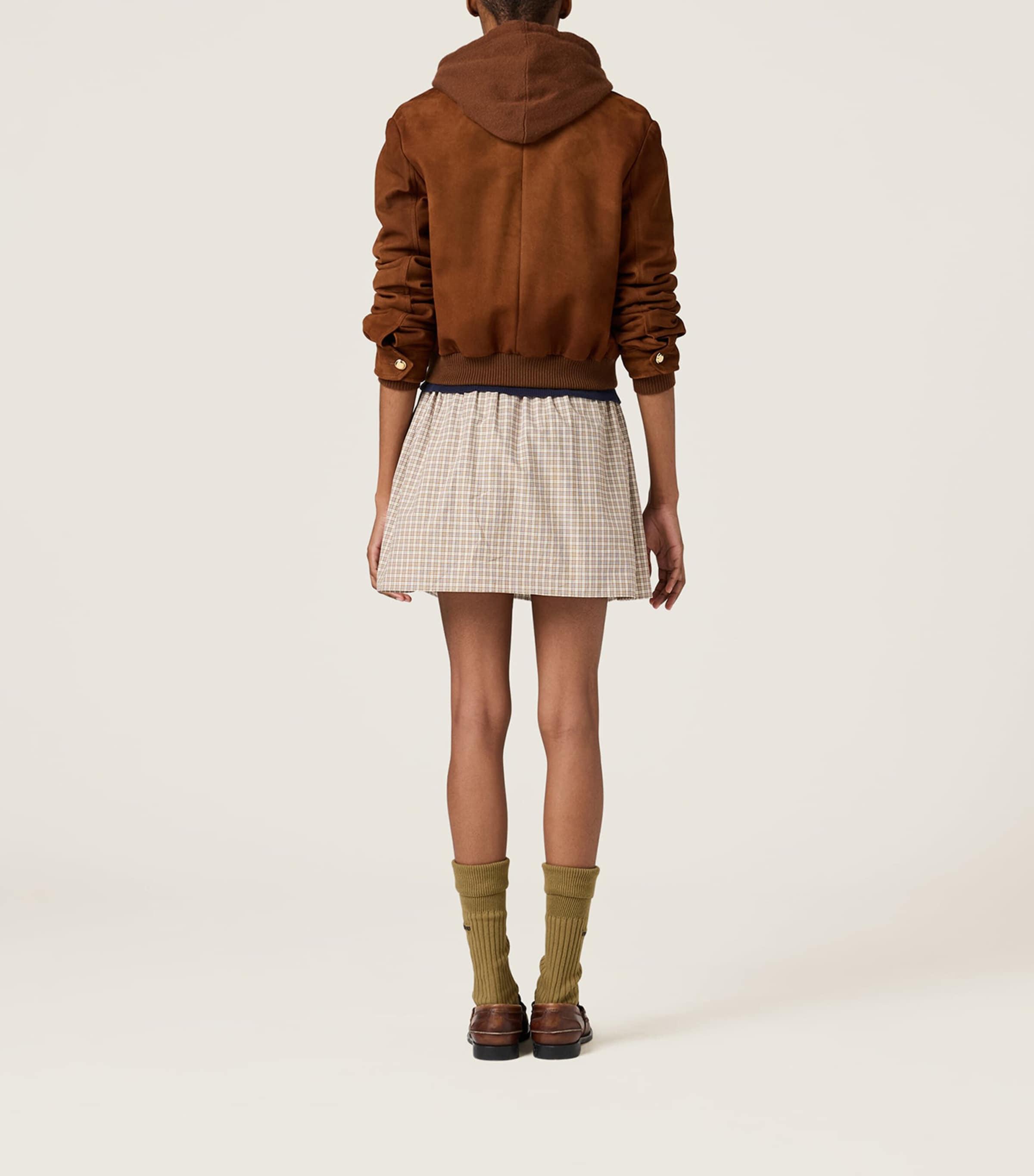 Miu Miu Brown Cotton Poplin Check Mini Skirt | Harrods UK