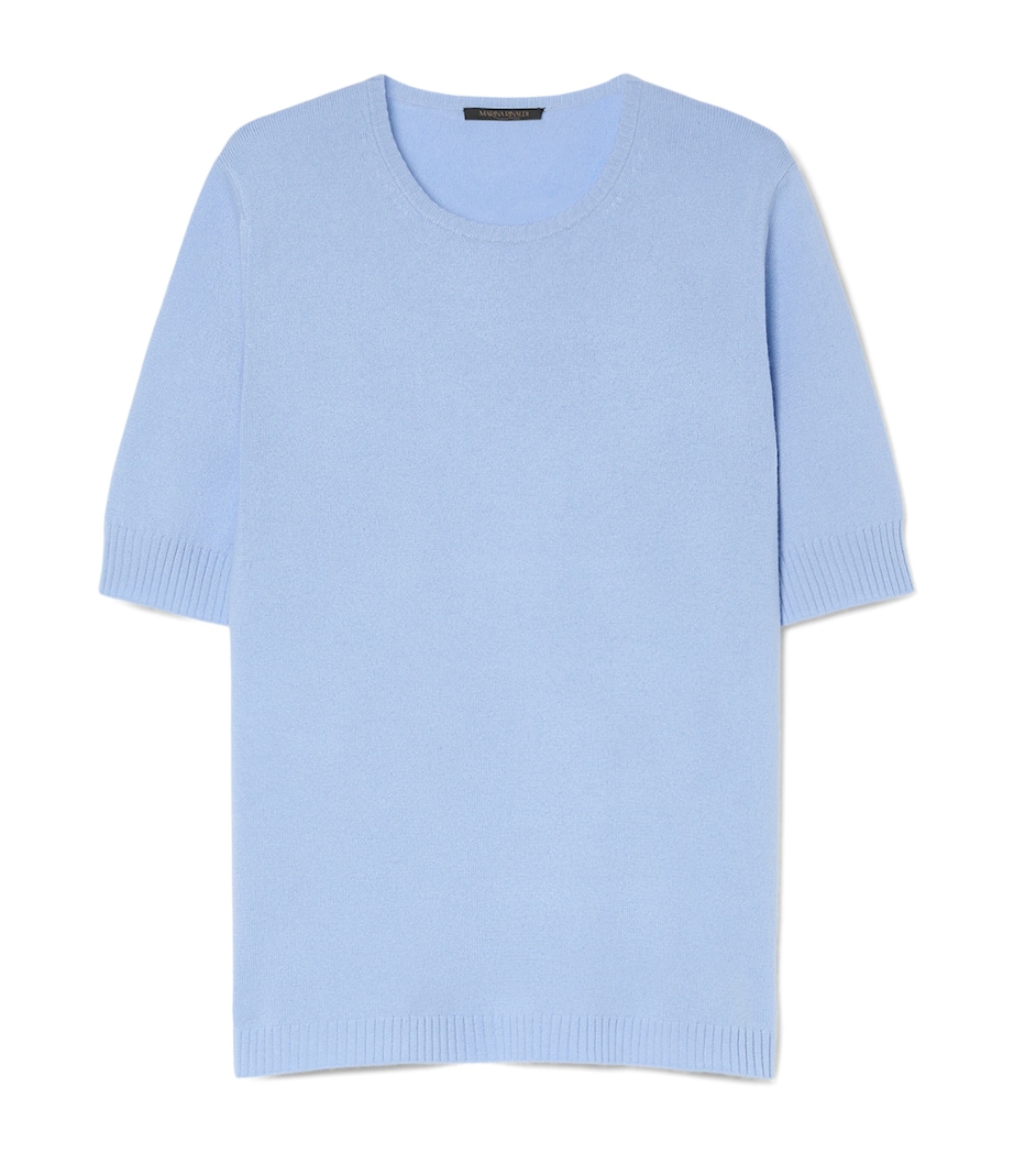 Marina Rinaldi Womens Cashmere Short-Sleeve Sweater Light Blue Image 1