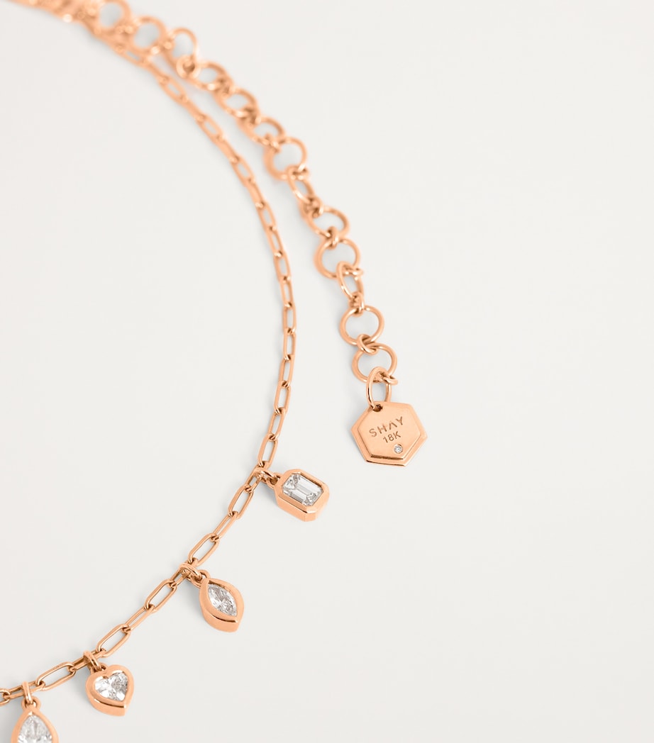 Rose Gold and Diamond Mixed Bezel Drop Necklace ROSE GOLD Image 3