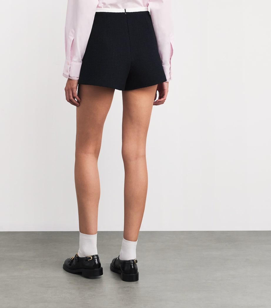 Tweed Contrast-Trim Shorts NAVY Image 4