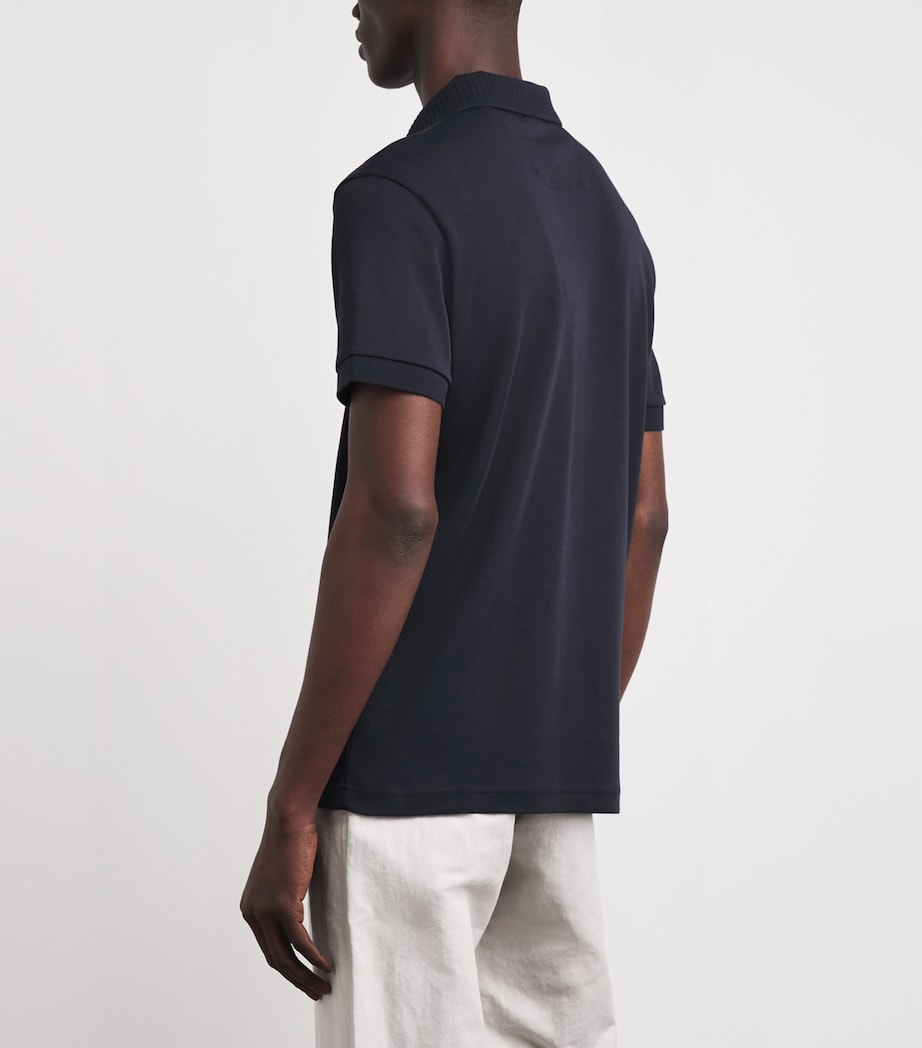 BOSS Mens Cotton Shoulder Logo Polo Shirt Dark Blue Image 5