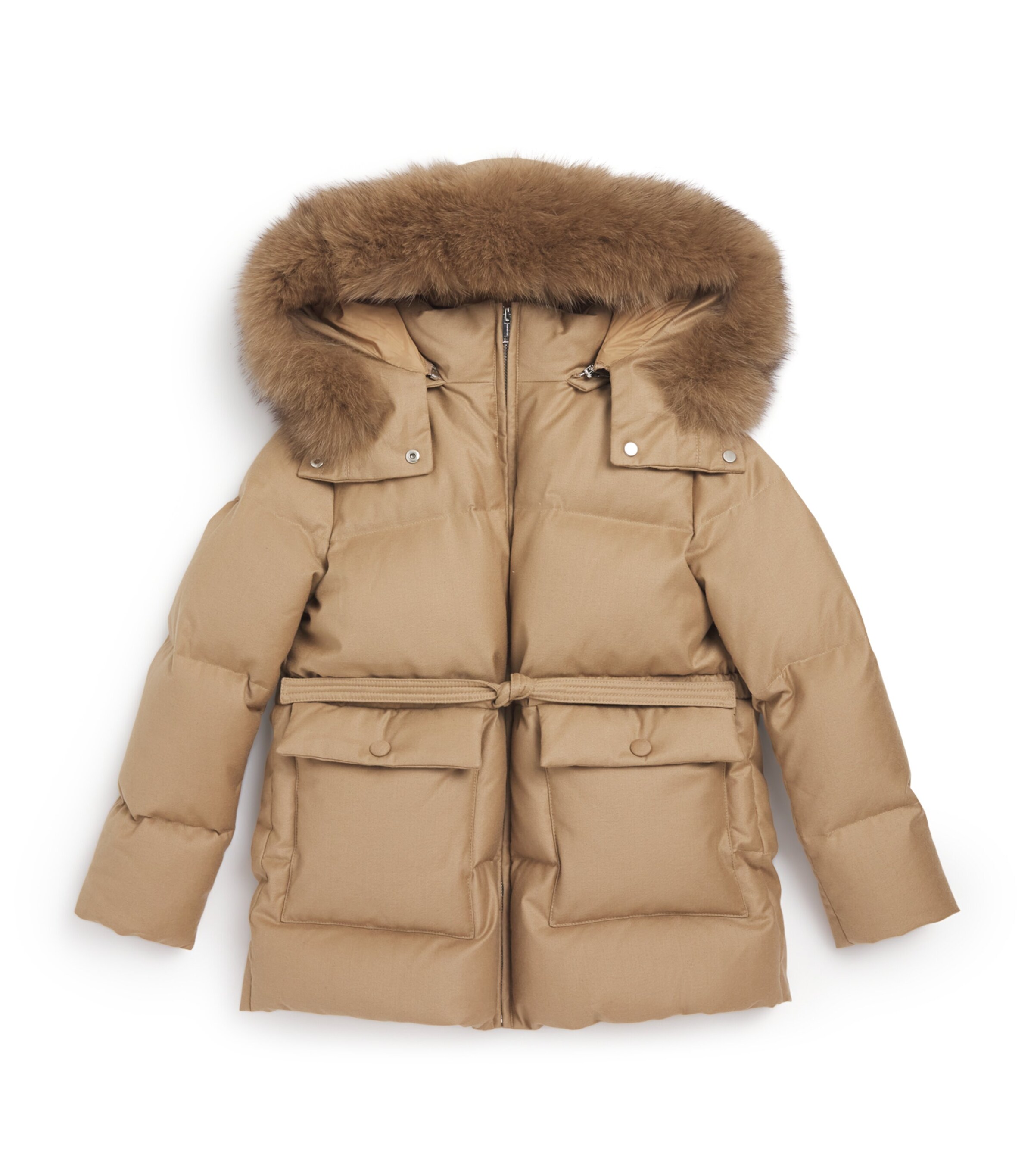 Yves Salomon Enfant Down Fox Fur-Trim Coat (6-14 Years) Image 1