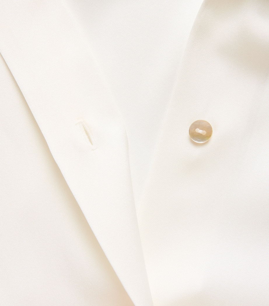 Vince Womens Silk-Blend Scarf-Detail Shirt Off White Image 6
