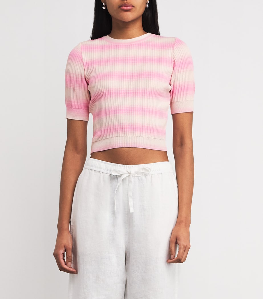Cotton-Blend Stripe Crop Top VAR 336 BUBBLGM PINK Image 3