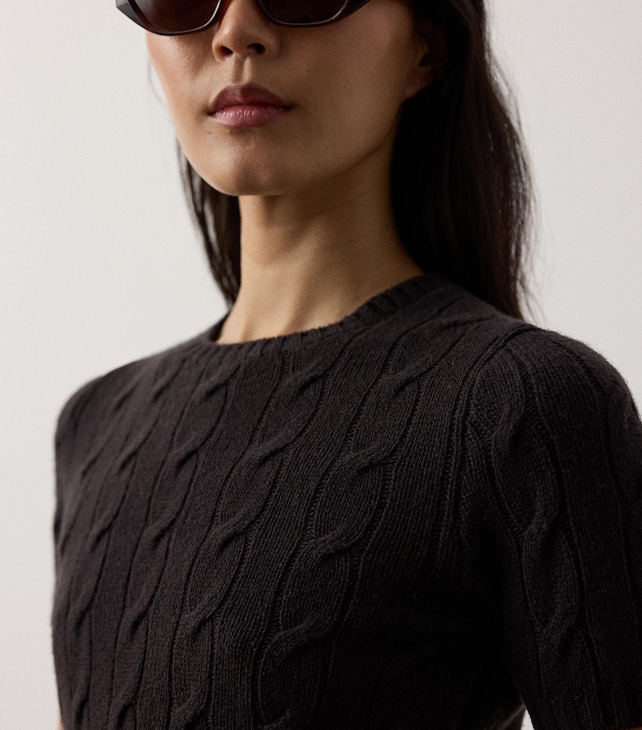 Ralph Lauren Collection Womens Cashmere Cable-Knit Cropped Sweater Espresso Image 4