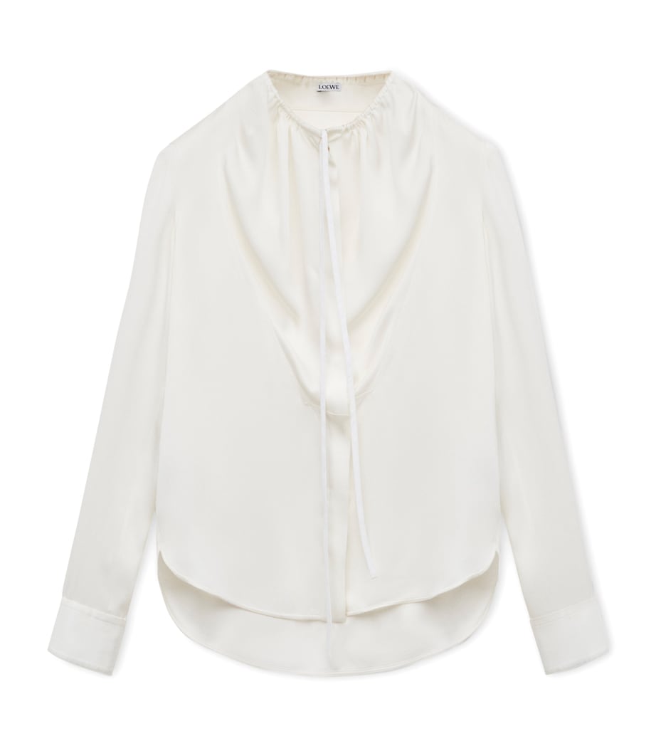 Silk-Blend Satin Blouse WHITE Image 1