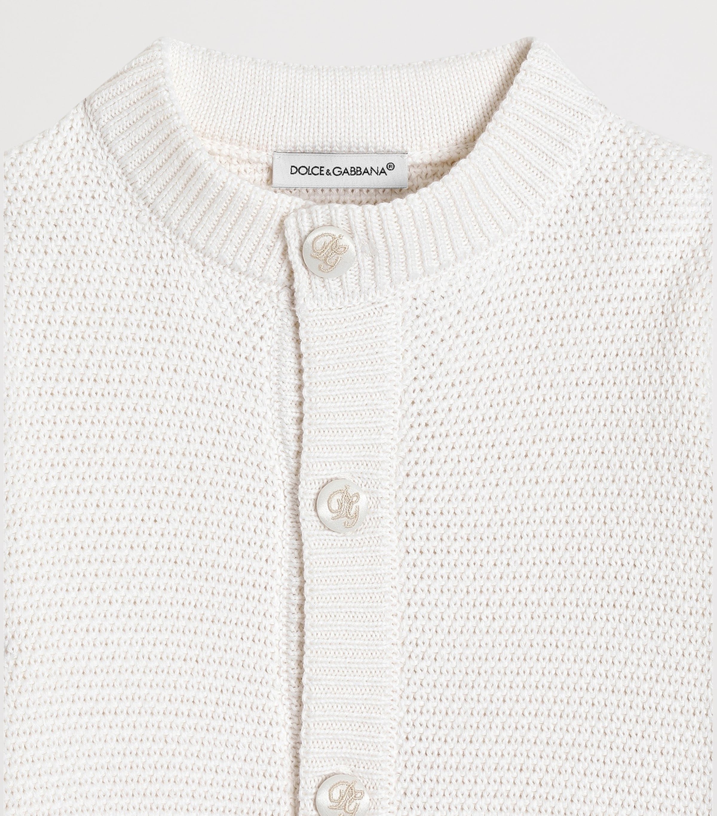 Dolce&Gabbana Kids Cotton-Cashmere Cardigan (3-30 Months) Natural White Image 4