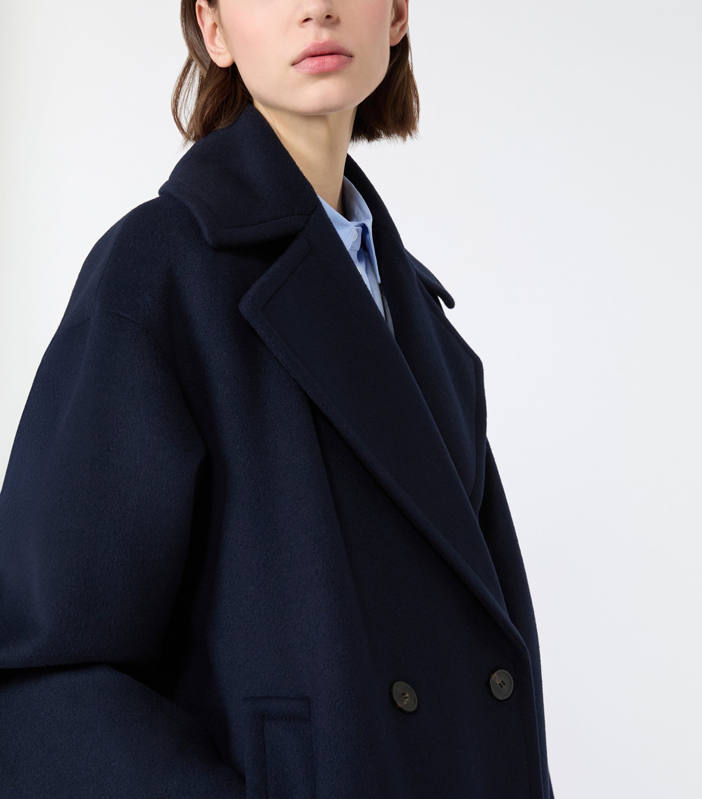 Weekend Max Mara Womens Virgin Wool Short Coat Navy Image 6