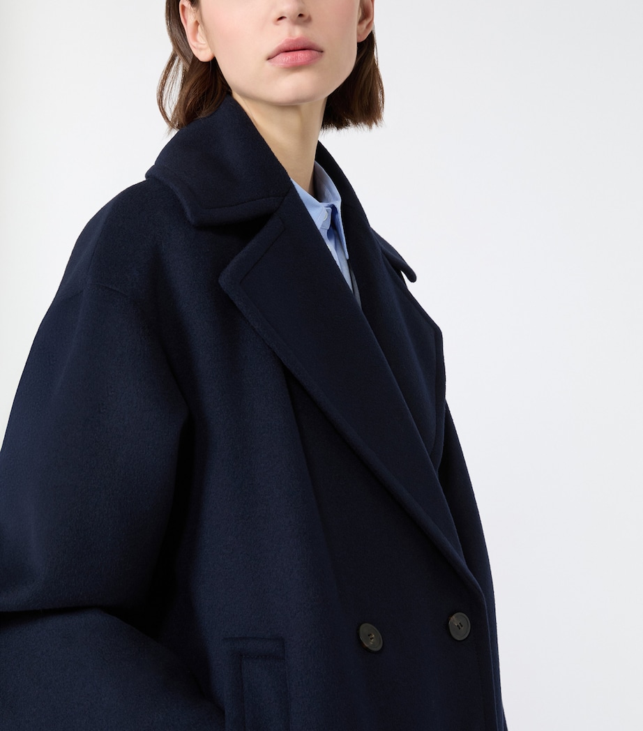 Weekend Max Mara Womens Virgin Wool Short Coat Navy Image 6