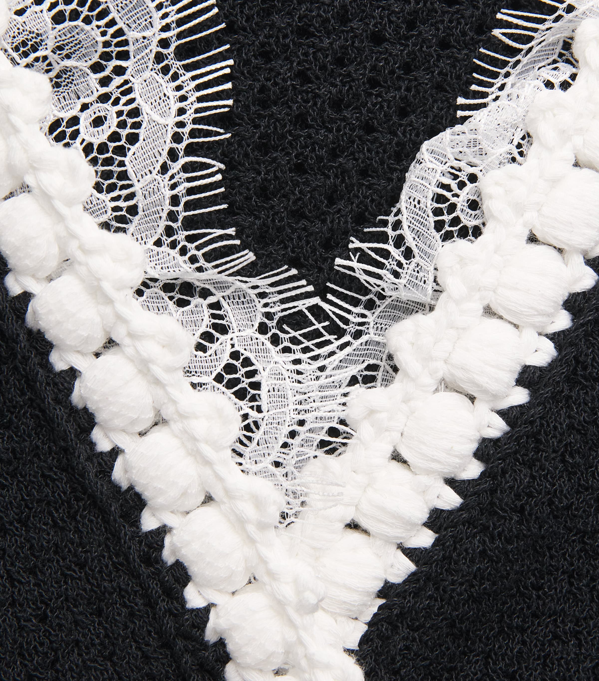 Lace-Trim Knitted Midi Dress BLACK Image 5