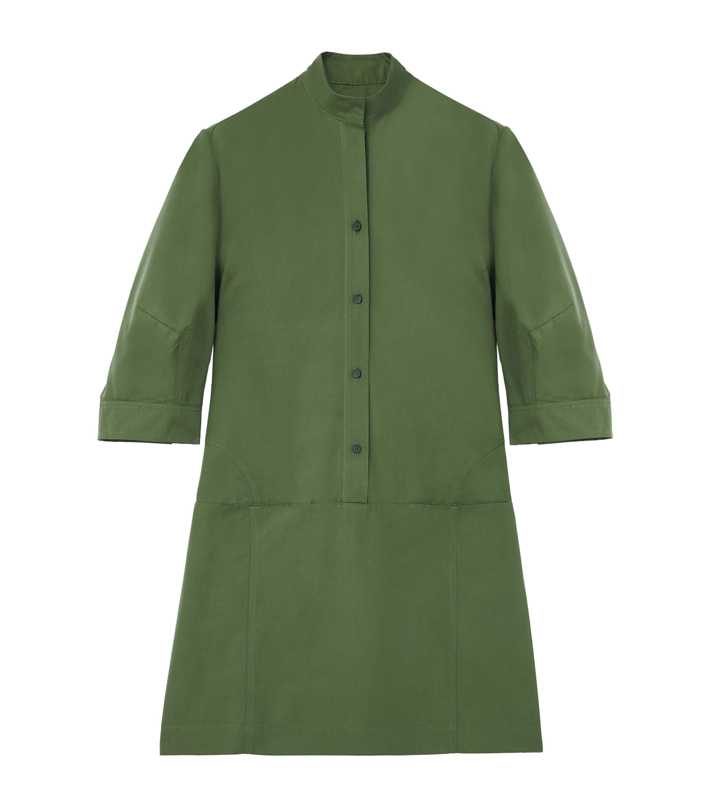 Alexander Mcqueen Cotton Poplin Mini Shirt Dress In Green