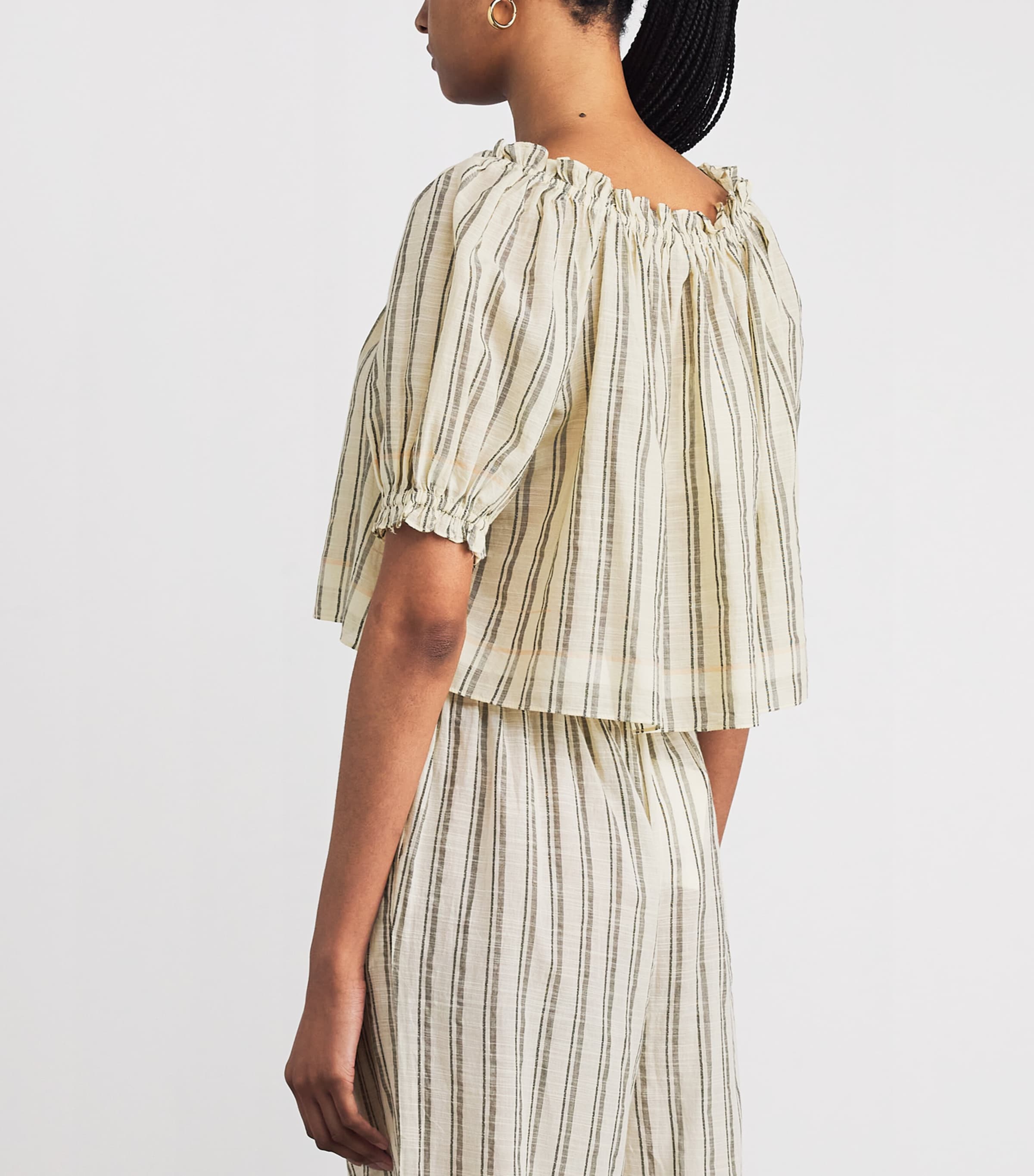 Cotton Paros Cover-Up Blouse COWRIE STRIPE Image 4