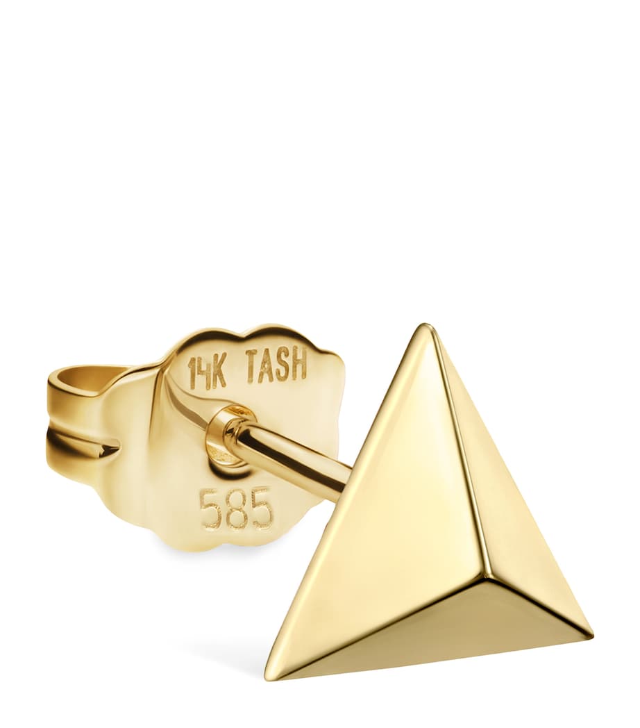 Yellow Gold Faceted Triangle Stud Earring (7mm) YELLOW GOLD Image 1