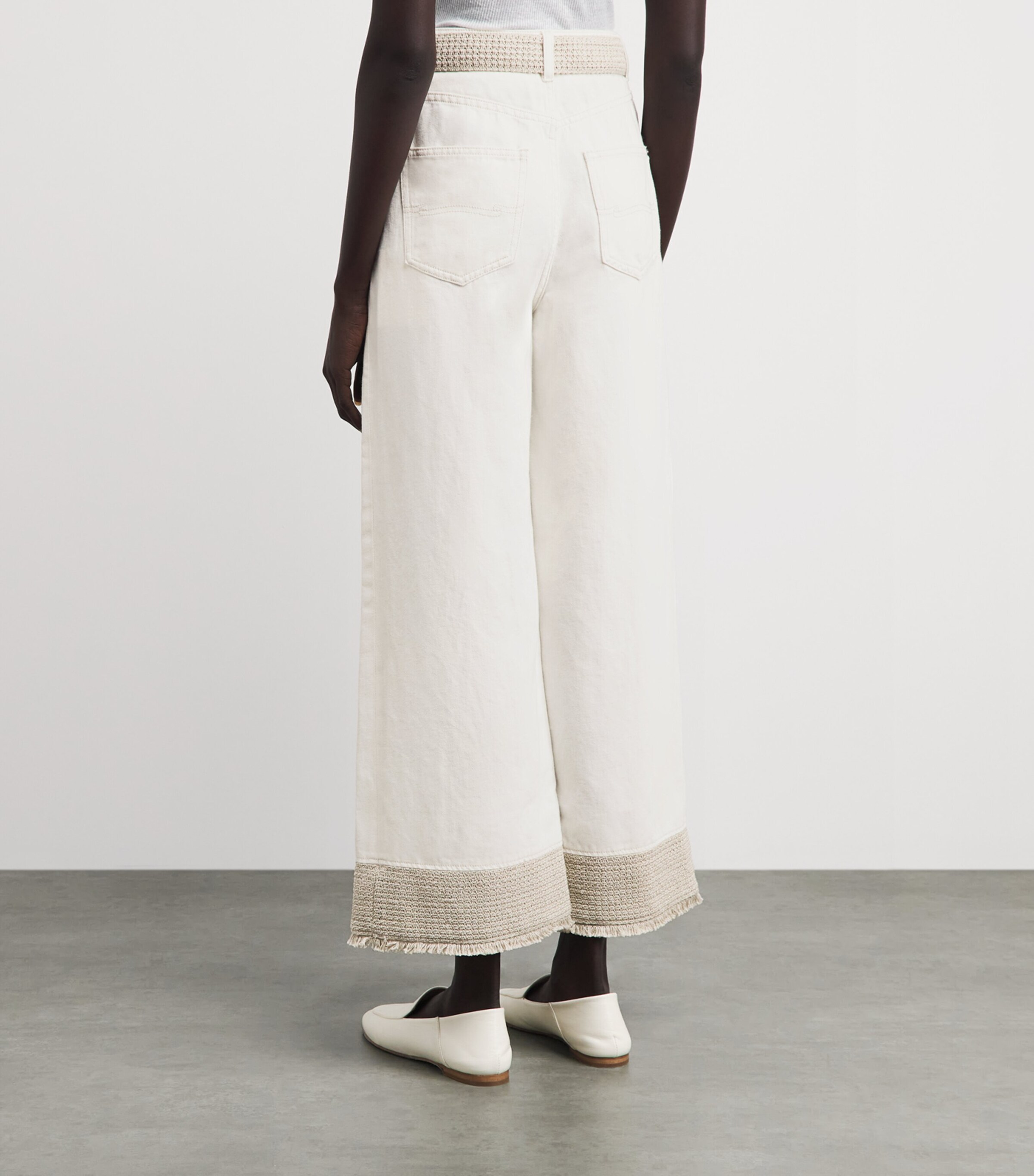 Agnona Womens Cropped Wide-Leg Jeans White Image 5