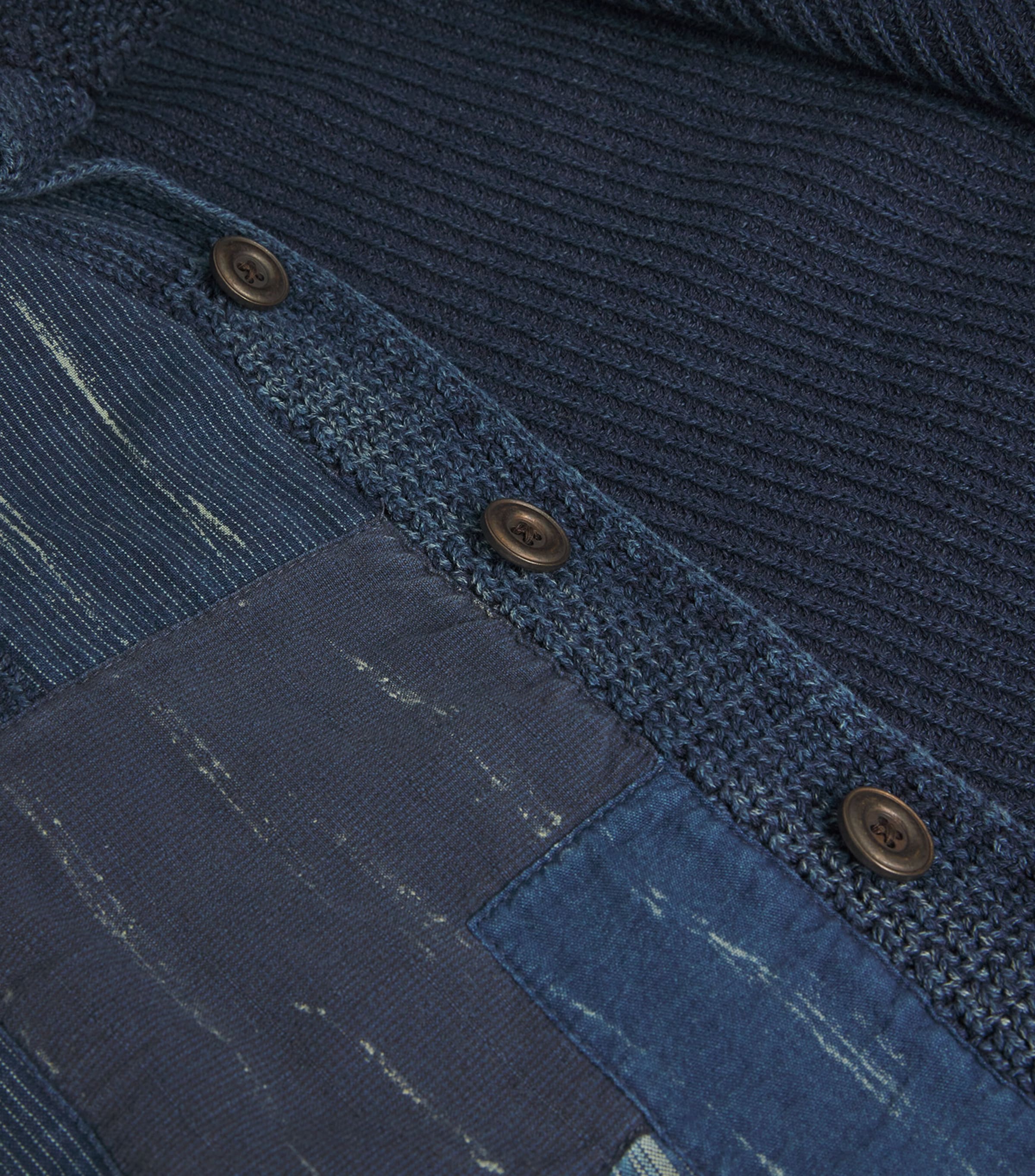 Polo Ralph Lauren Mens Cotton Patchwork Cardigan Indigo Blu Image 5