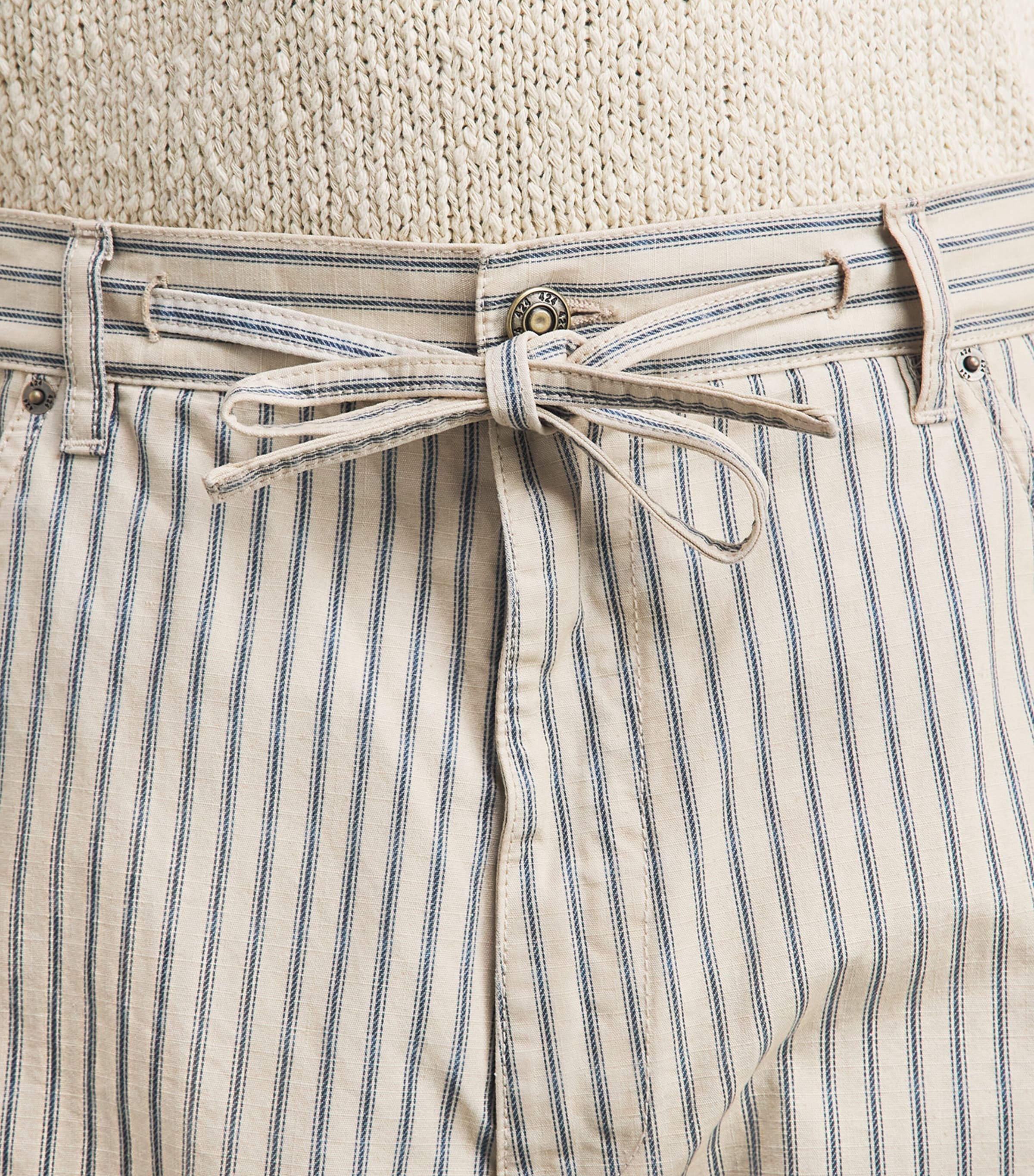 424 Mens Cotton Cargo Pants White/blu Image 3