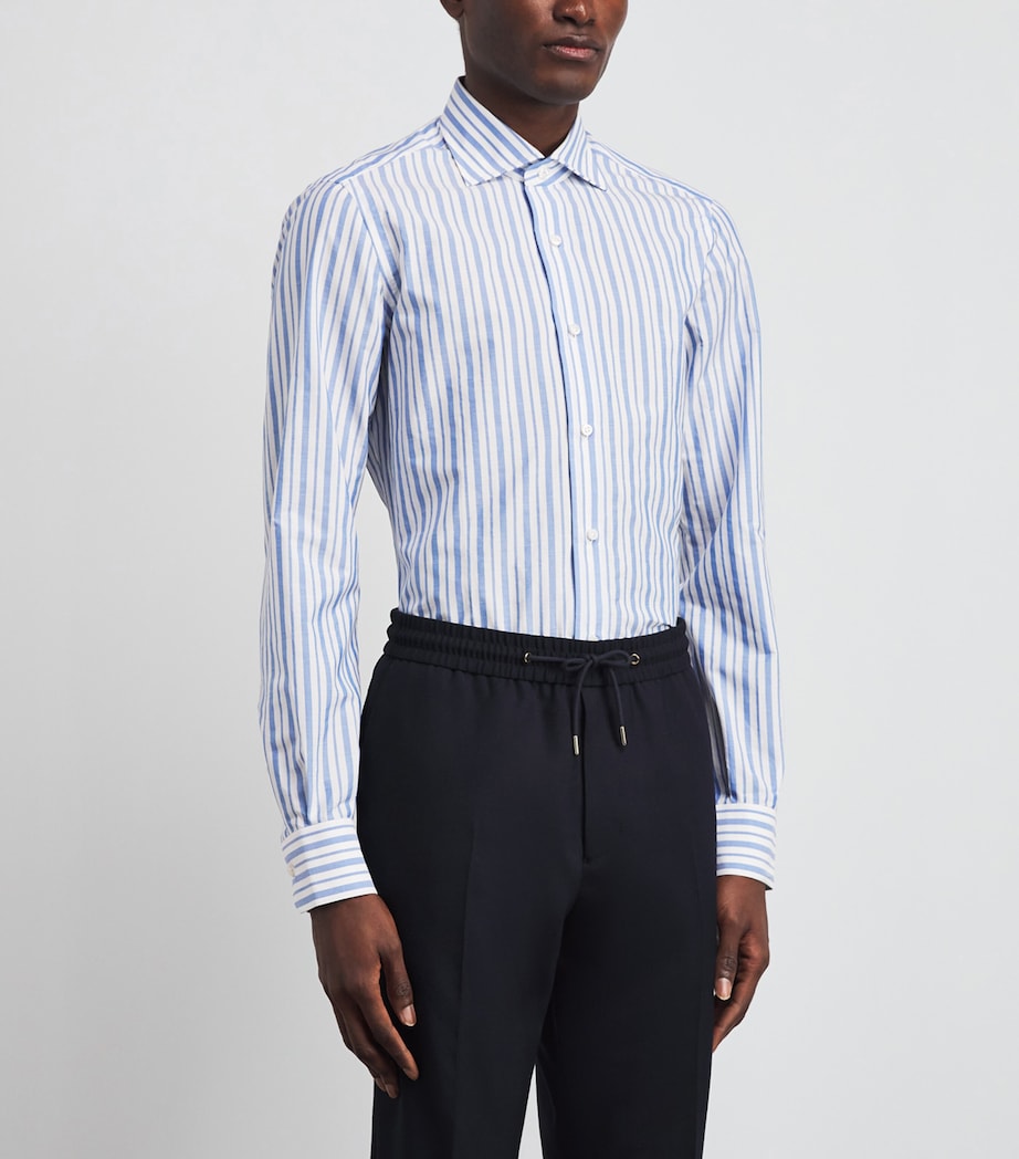 Isaia Mens Cotton Stripe Shirt Image 4