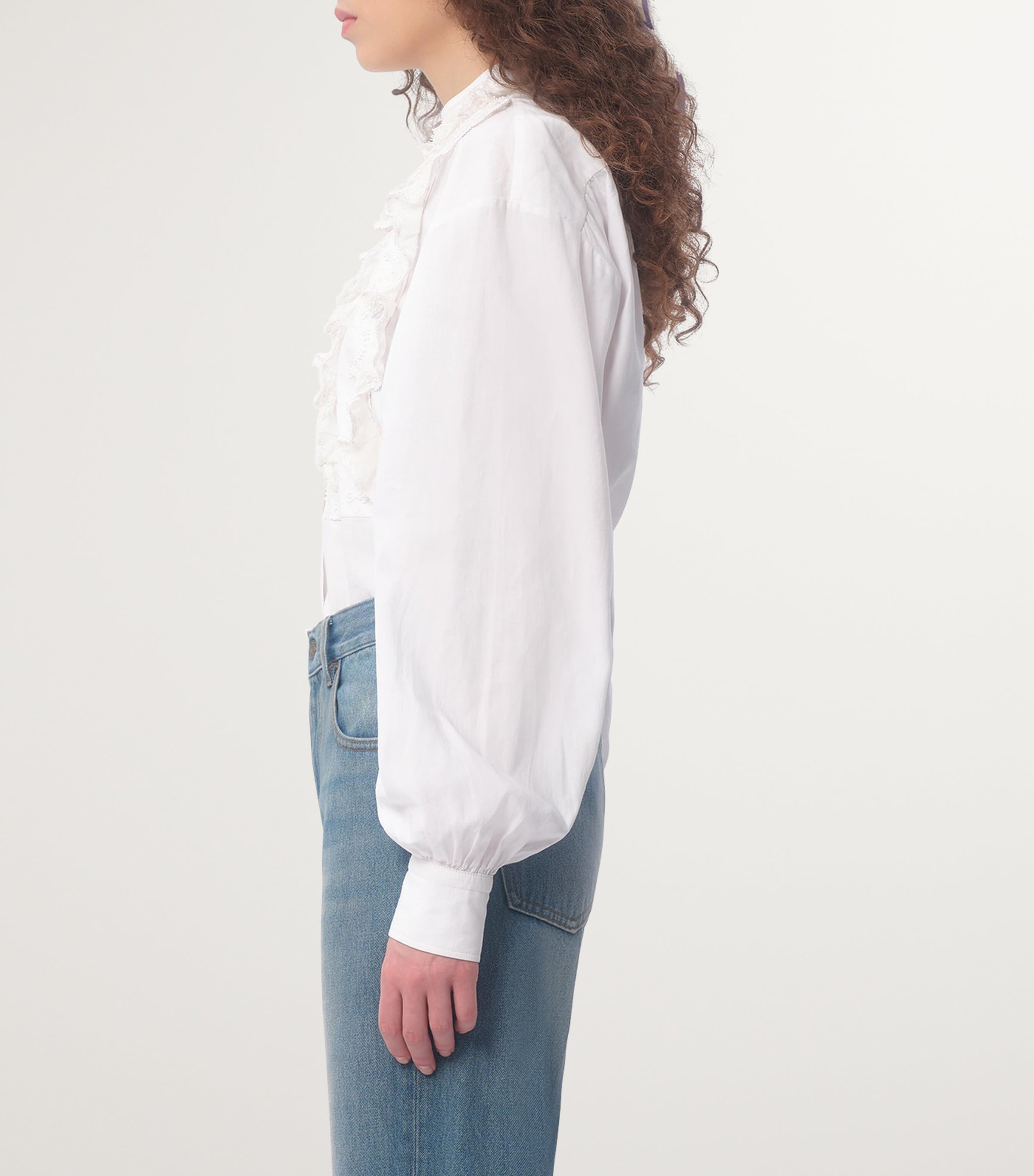Valentino Womens Cotton-Silk-Blend Ruffled Shirt Image 5
