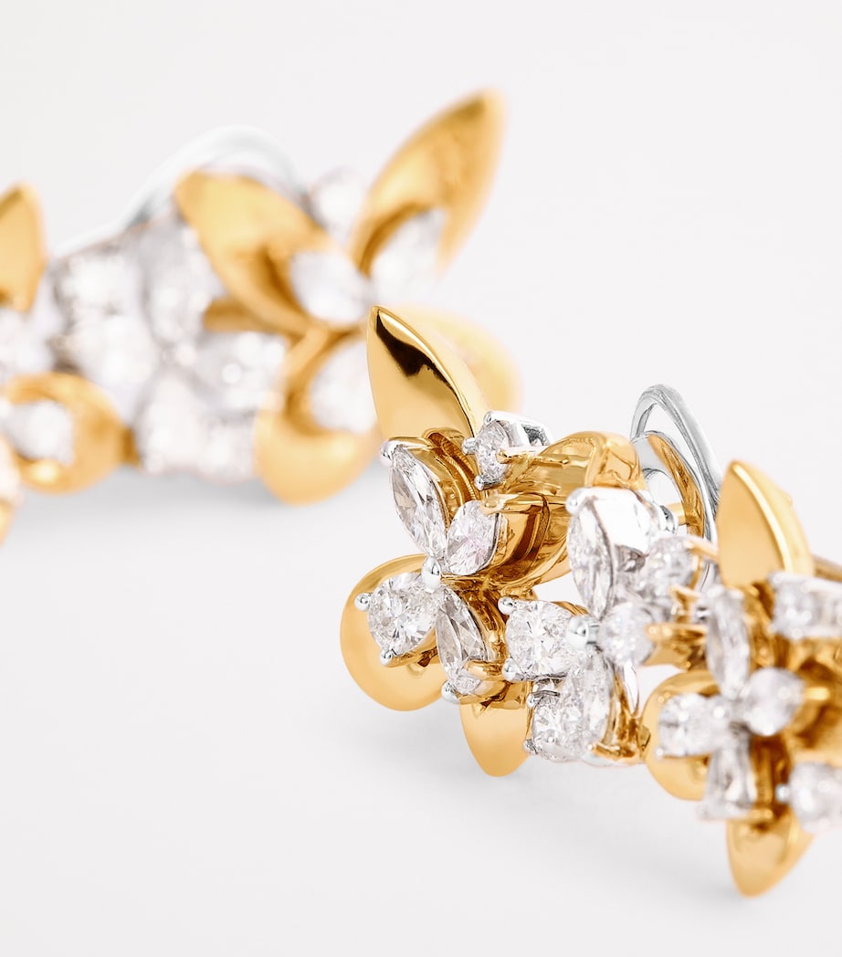 Yellow Gold and Diamond Butterfly Earrings YELLOW GOLD Image 6