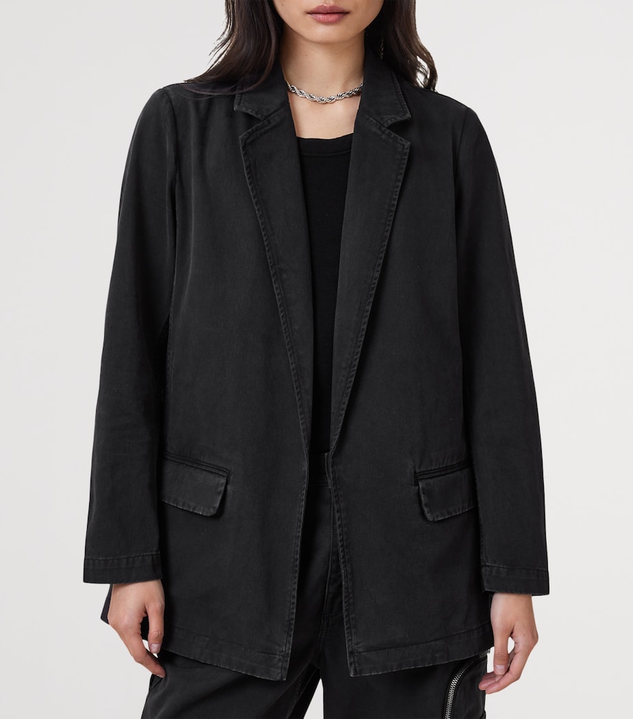 AllSaints Womens Denim Aleida Blazer Washed Black Image 4