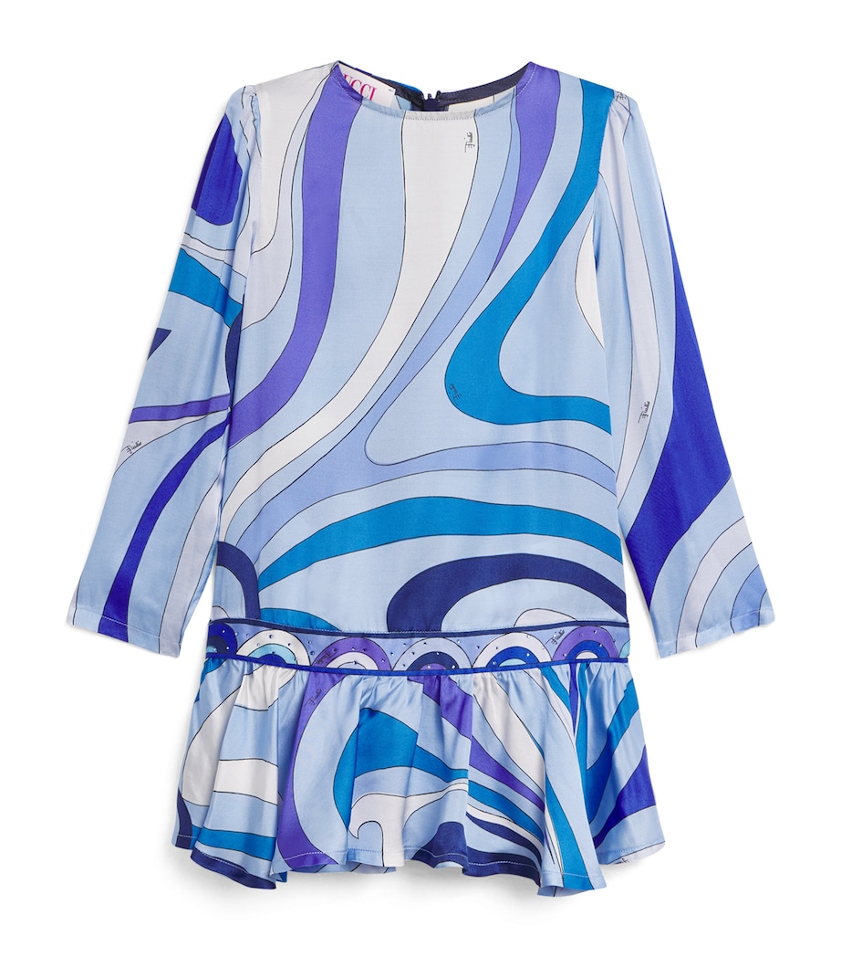 Satin Printed Dress (4-14 Years) 101BLIVORY/BLUE Image 1