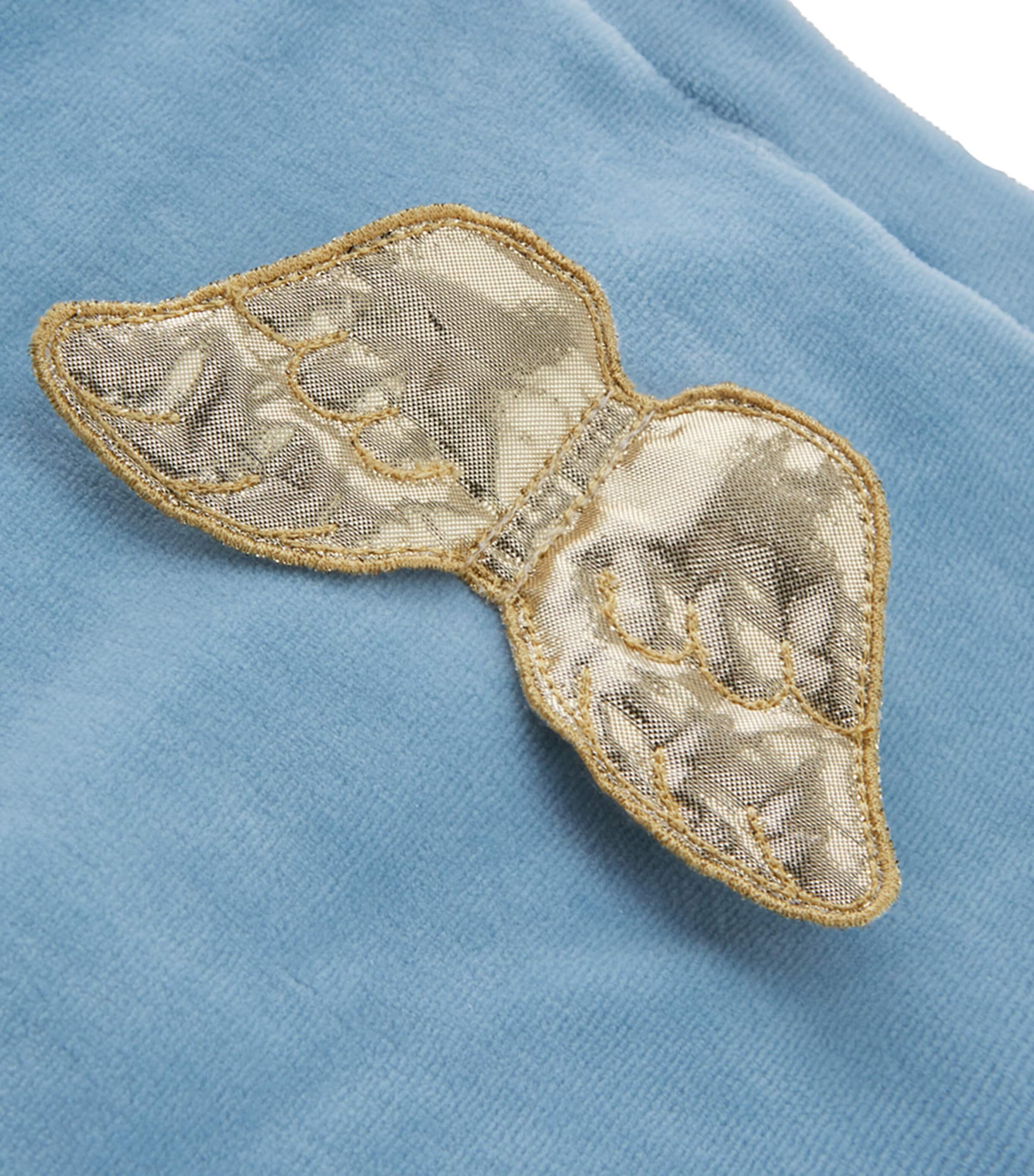 Marie-Chantal Velour Angel Wing All-In-One (0-12 Months) Dusty Blue Image 4