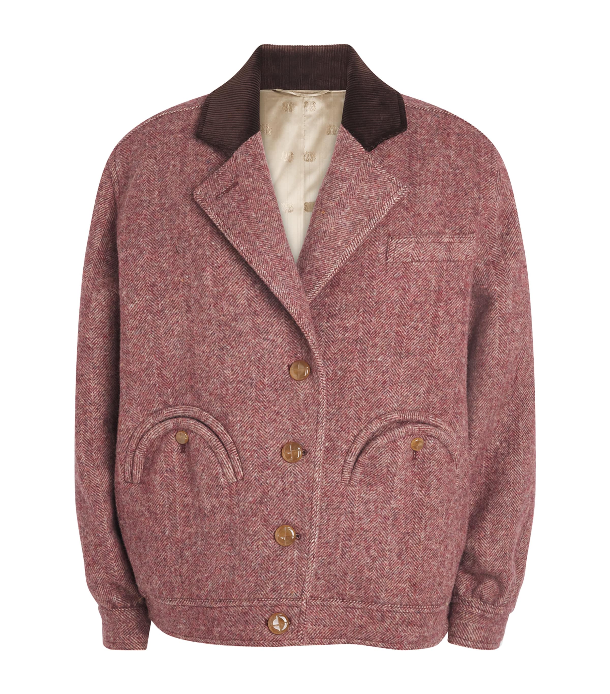 Blazé Milano Cleo Corduroy-collar Bomber Jacket In Pink