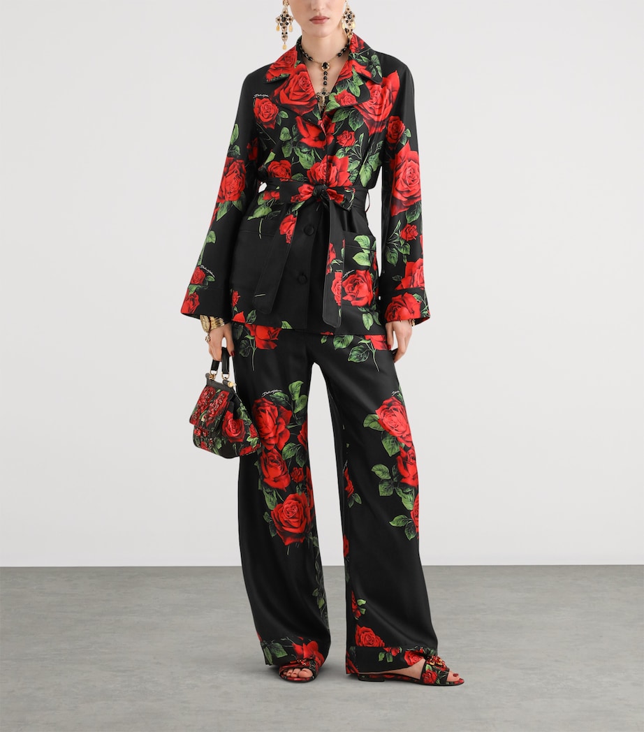 Dolce&Gabbana Womens Silk Logo Pyjama-Style Shirt Rose Rosse F Image 2
