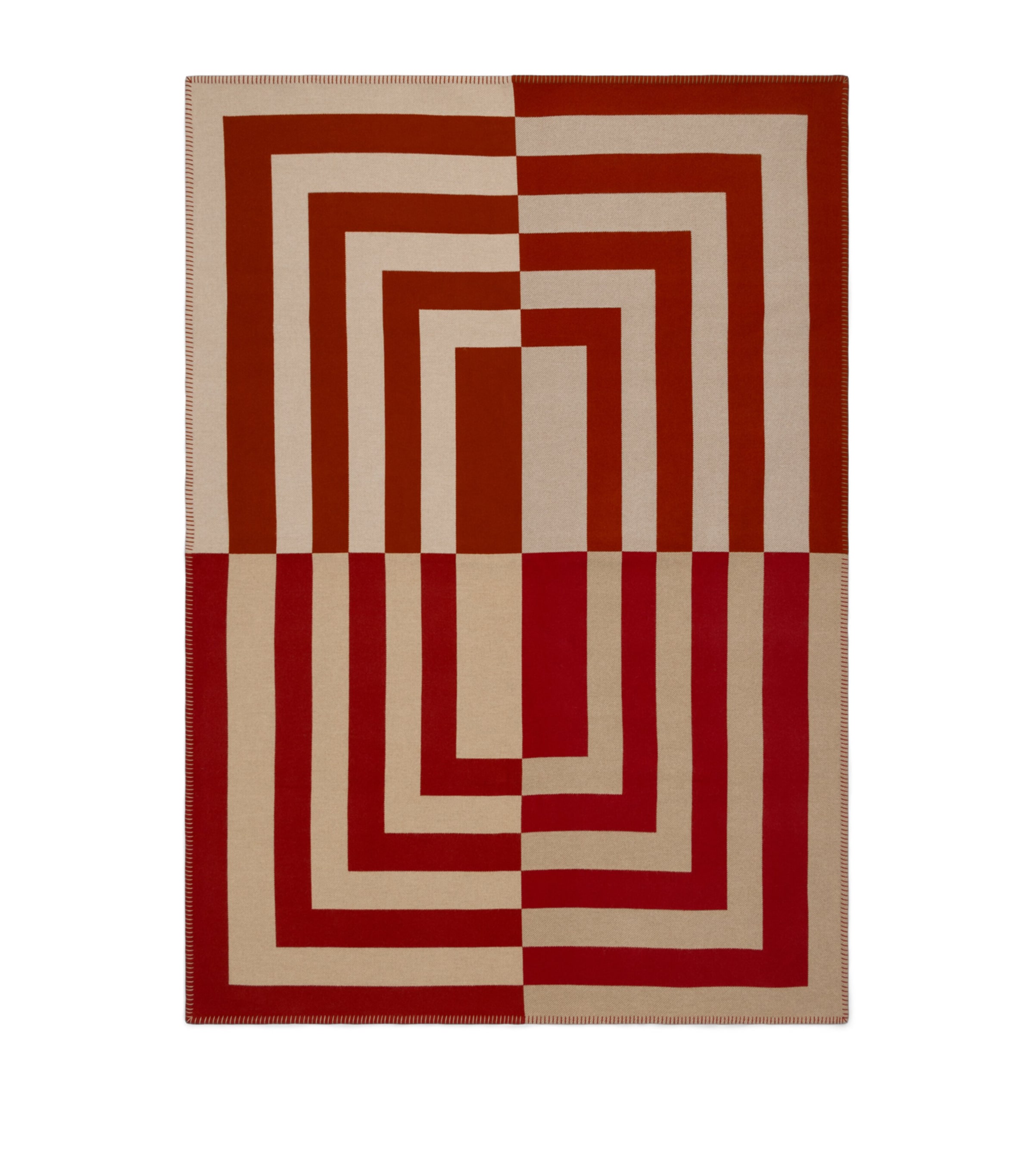 Begg x Co Merino Wool Maze Blanket (137cm x 200cm) Red Neutral Image 3