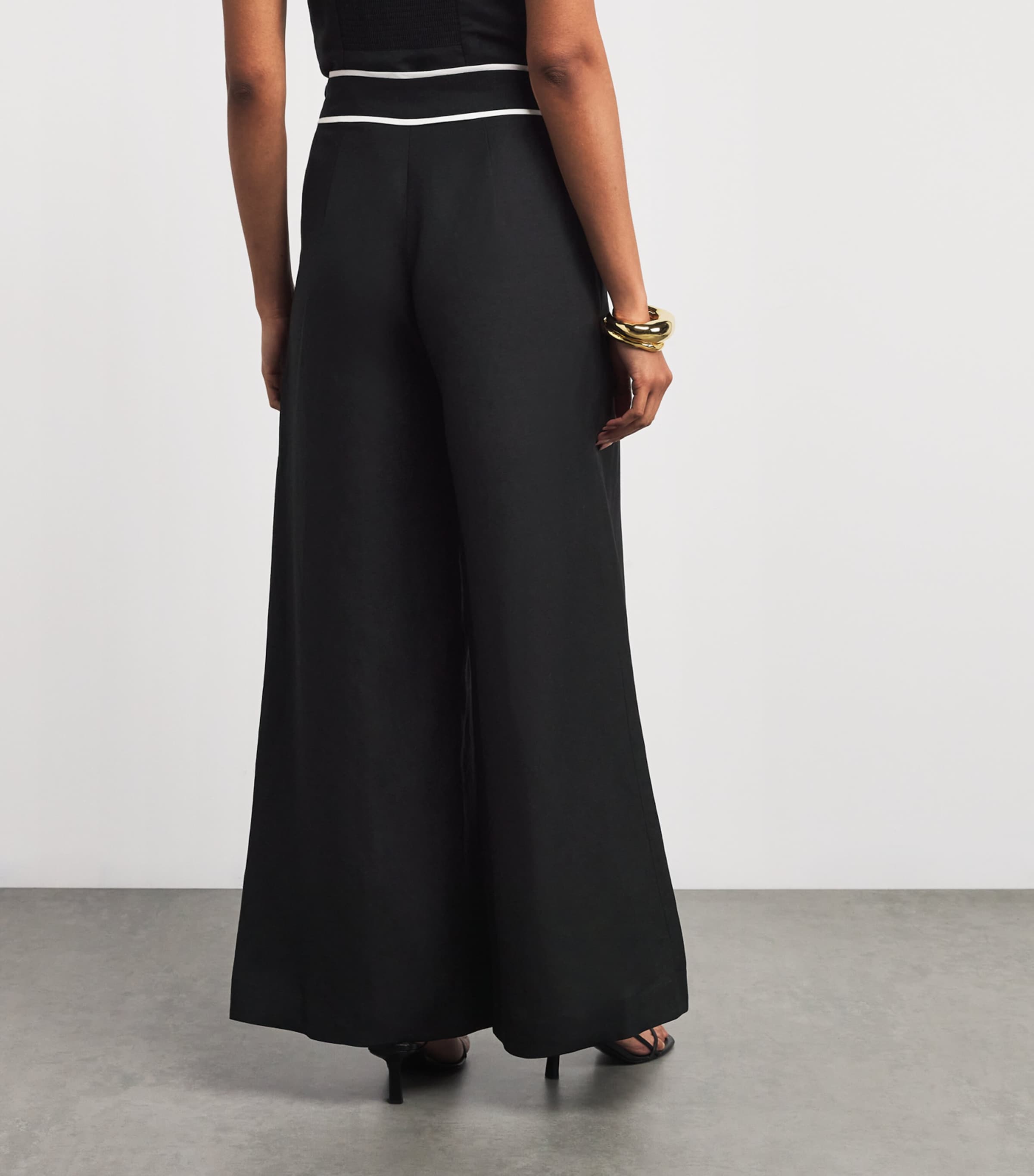 Linen-Blend Heidi Wide-Leg Trousers BLACK MULTI Image 4
