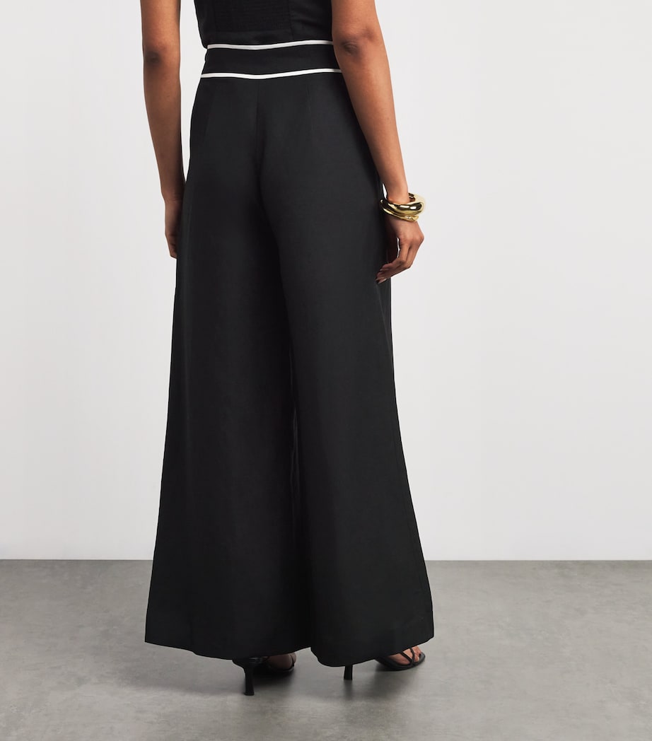 Linen-Blend Heidi Wide-Leg Trousers BLACK MULTI Image 4